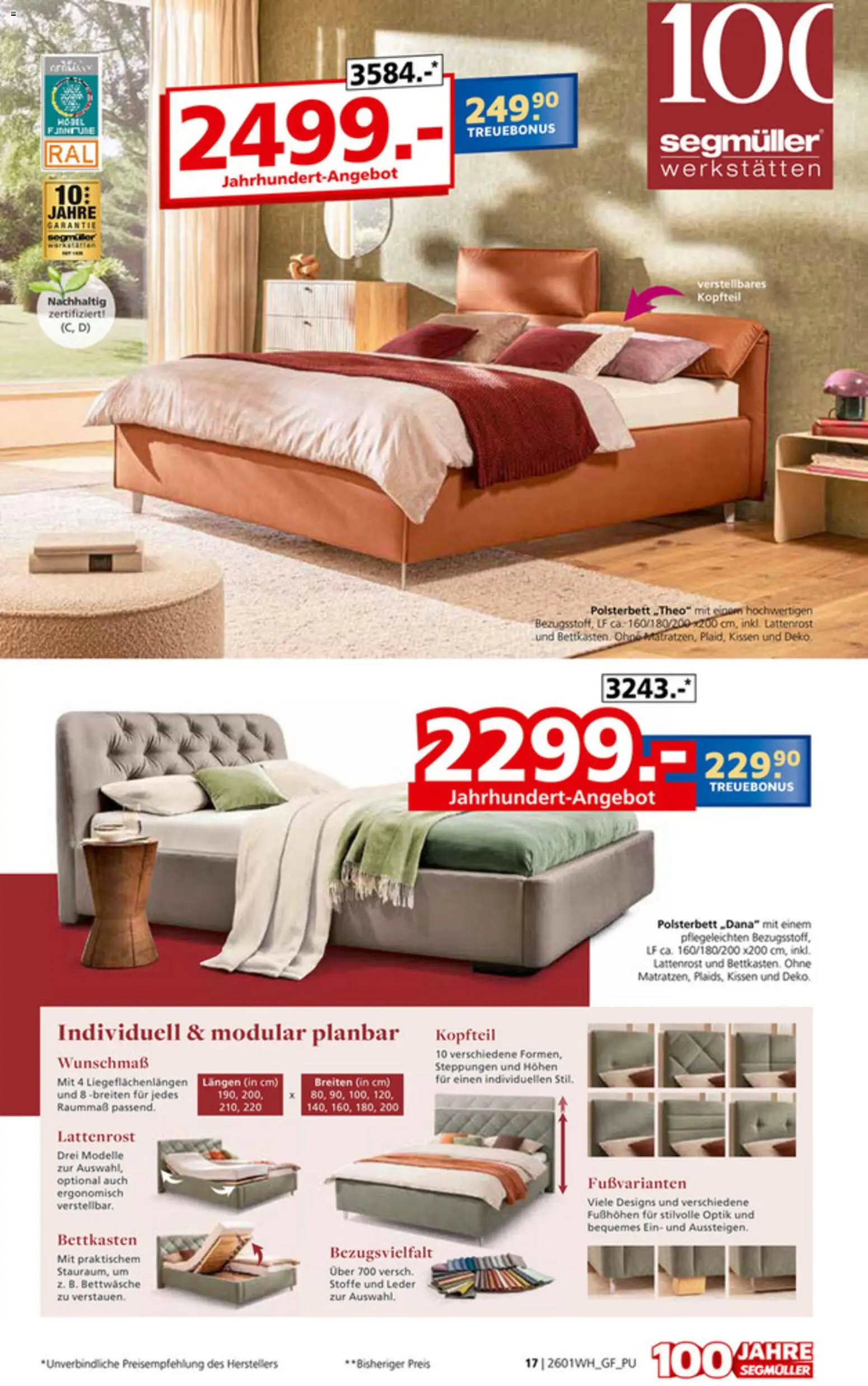 Segmüller Wohndesign – gültig ab 24.12.2025 | Seite: 17 | Produkte: Hobel, Kissen, Lattenrost, Polsterbett