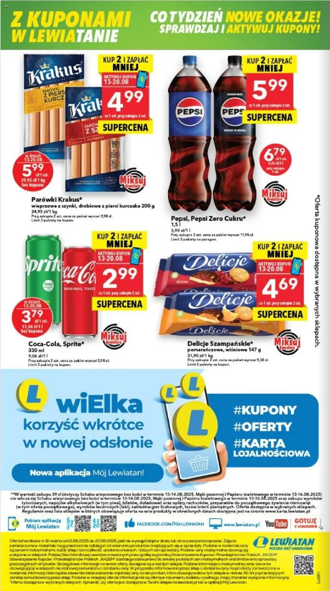 Lewiatan gazetka - Lublin od 13.08.2025 | Strona: 8 | Produkty: Piersi, Mleka, Sprite, Parówki