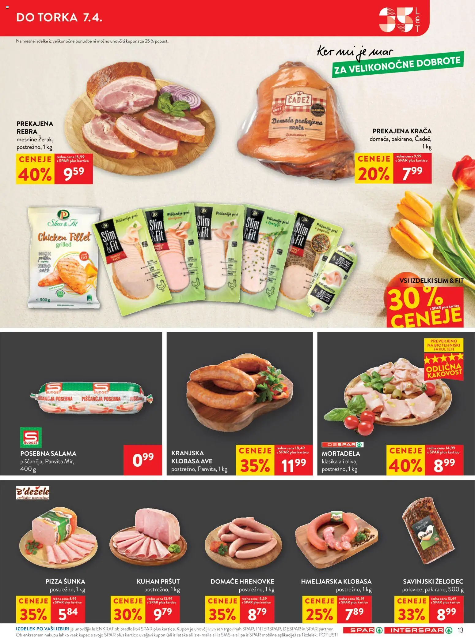 Novi Spar katalog ponudbe – veljaven od 01.04.2026 | Stran: 19 | Izdelki: Pršut, Mortadela, Salama, Sunka