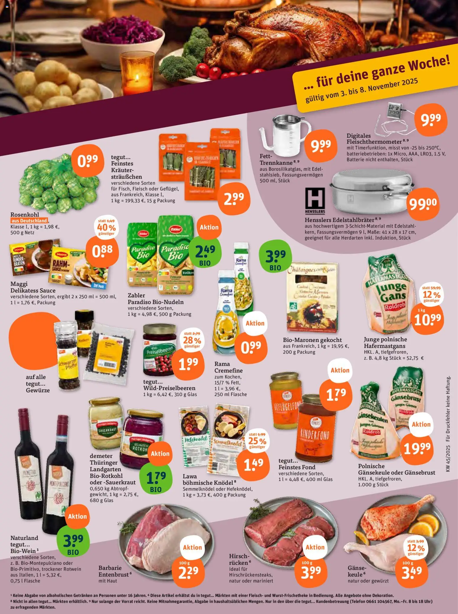 Tegut Prospekt 	 – gültig ab 03.11.2025 | Seite: 2 | Produkte: Maggi, Rotwein, Rama cremefine, Gewürze