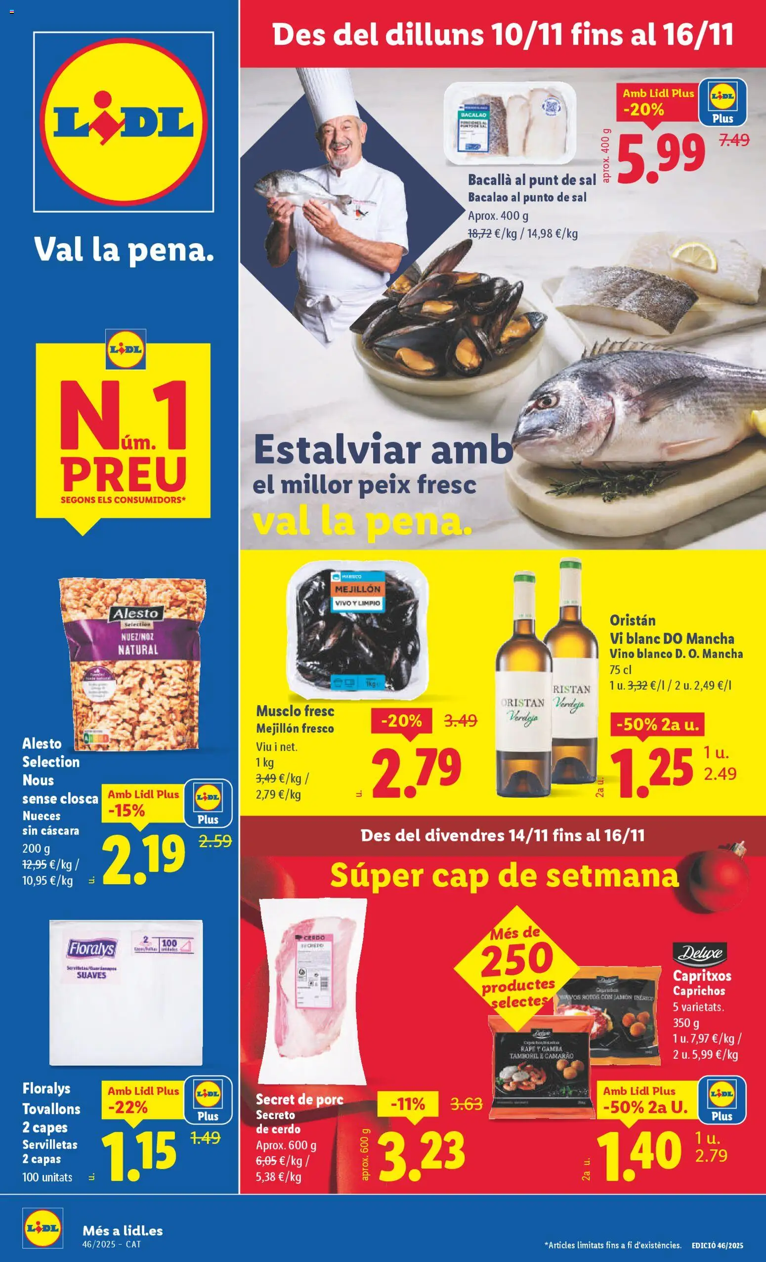Lidl folleto │ válido desde el 10.11.2025 | Página: 1 | Productos: Jamón, Vino, Cerdo, Gamba
