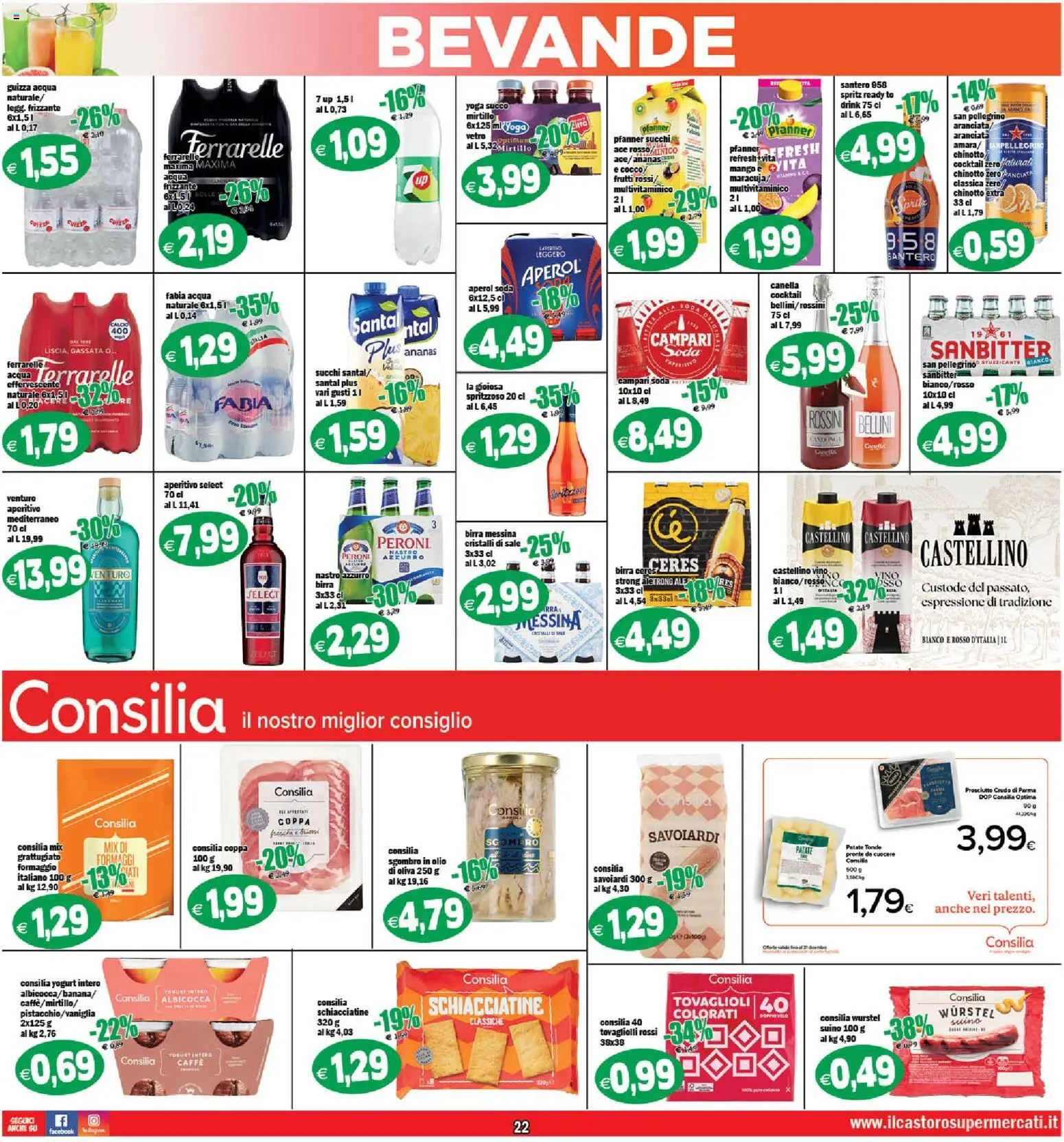 Volantino Il Castoro del 06.12.2025 | Pagina: 22 | Prodotti: Prosciutto, Vino, Birra messina, Aperitivo