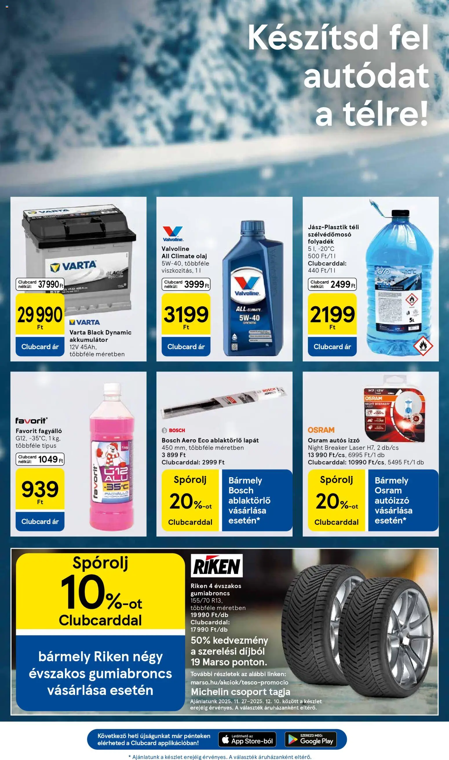 Tesco akciós ujság - amely érvényes a következő dátumtól: 27.11.2025 | Oldal: 37 | Termékek: Izzó, Akkumulátor, Olaj