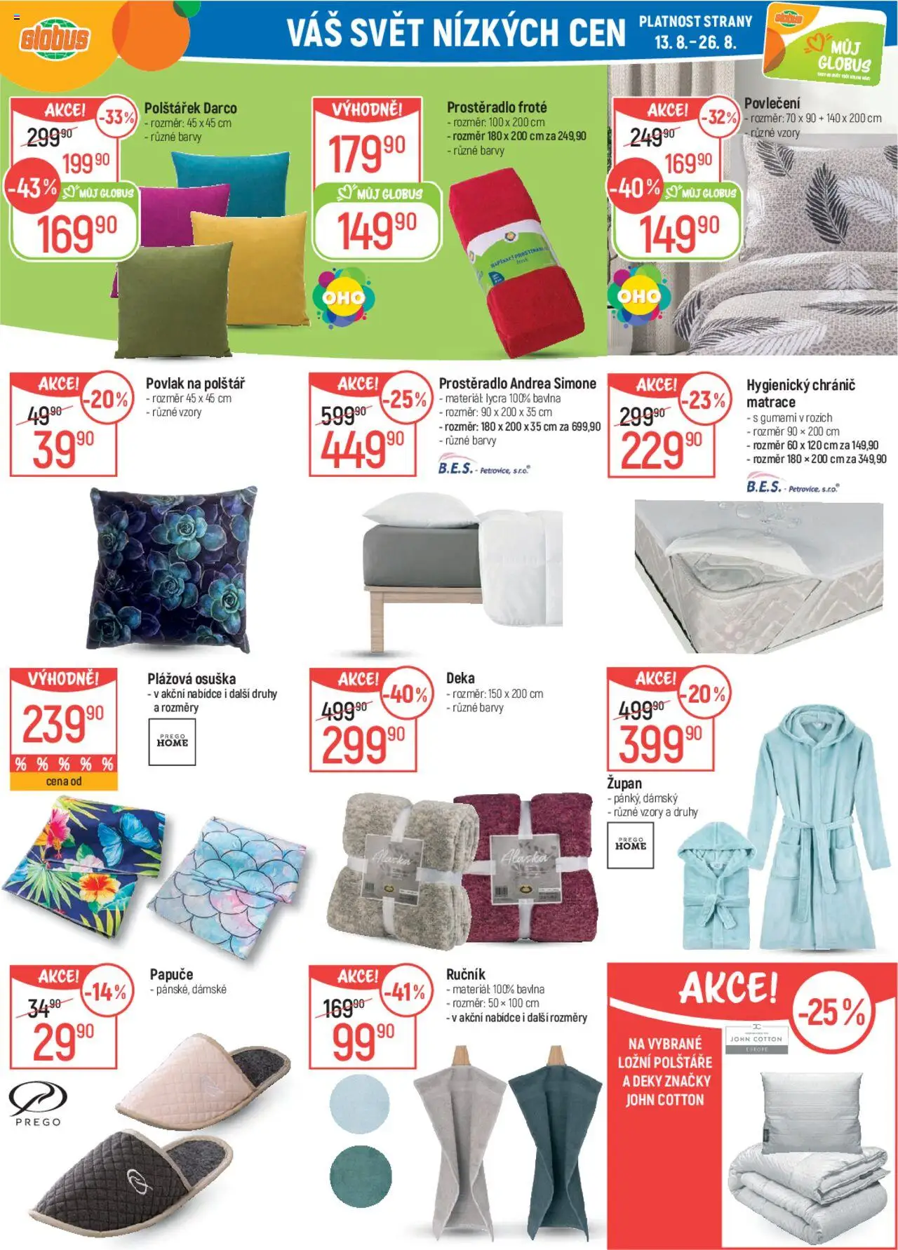 Globus leták od 13.08.2025 | Strana: 38 | Produkty: Polštáře, Globus, Povlak na polštář, Papuče