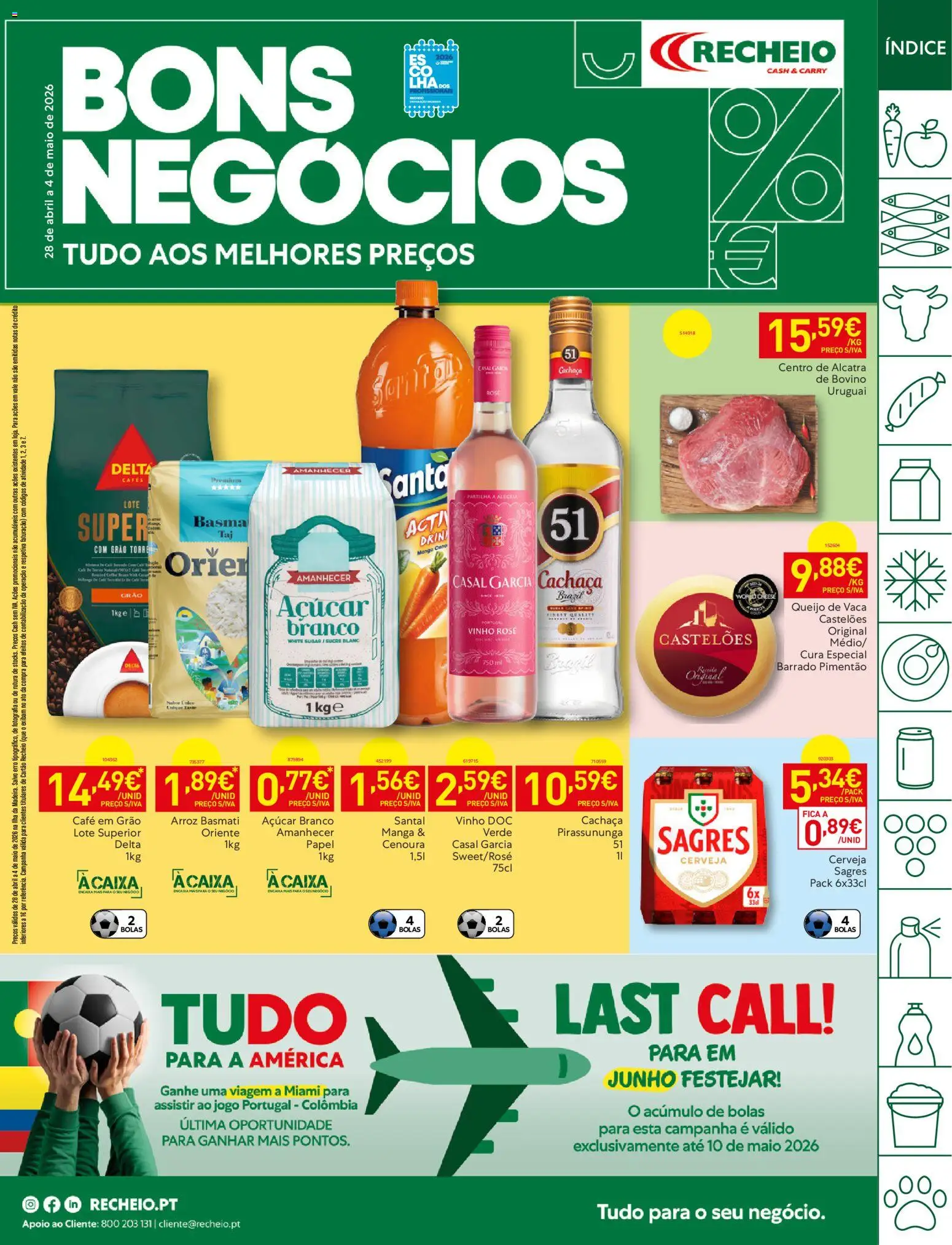 Recheio - Bons Negócios Madeira │ válido de 28.04.2026 | Página: 1 | Produtos: Pimentão, Queijo, Vinho, Açúcar