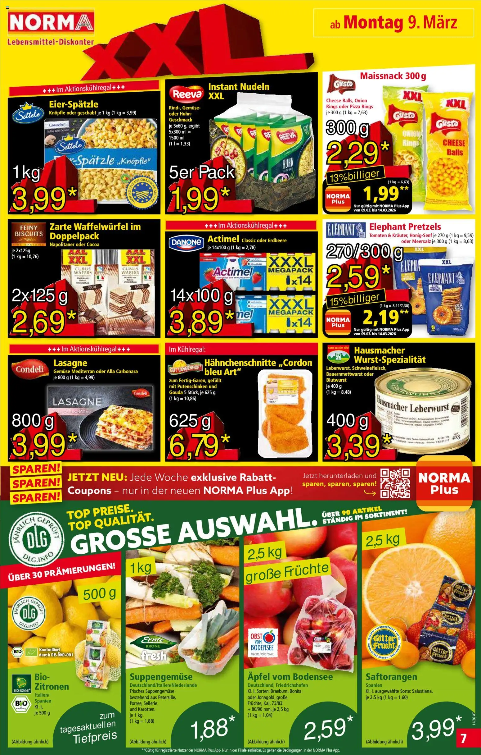 Norma Flugblatt gültig ab 09.03.2026 | Seite: 7 | Produkte: Gemüse, Pizza, Tomaten, Nudeln