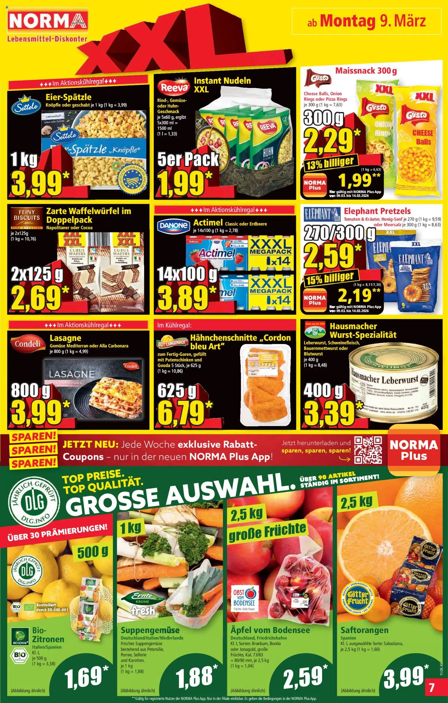 Norma Flugblatt gültig ab 09.03.2026 | Seite: 7 | Produkte: Obst, Äpfel, Tomaten, Nudeln