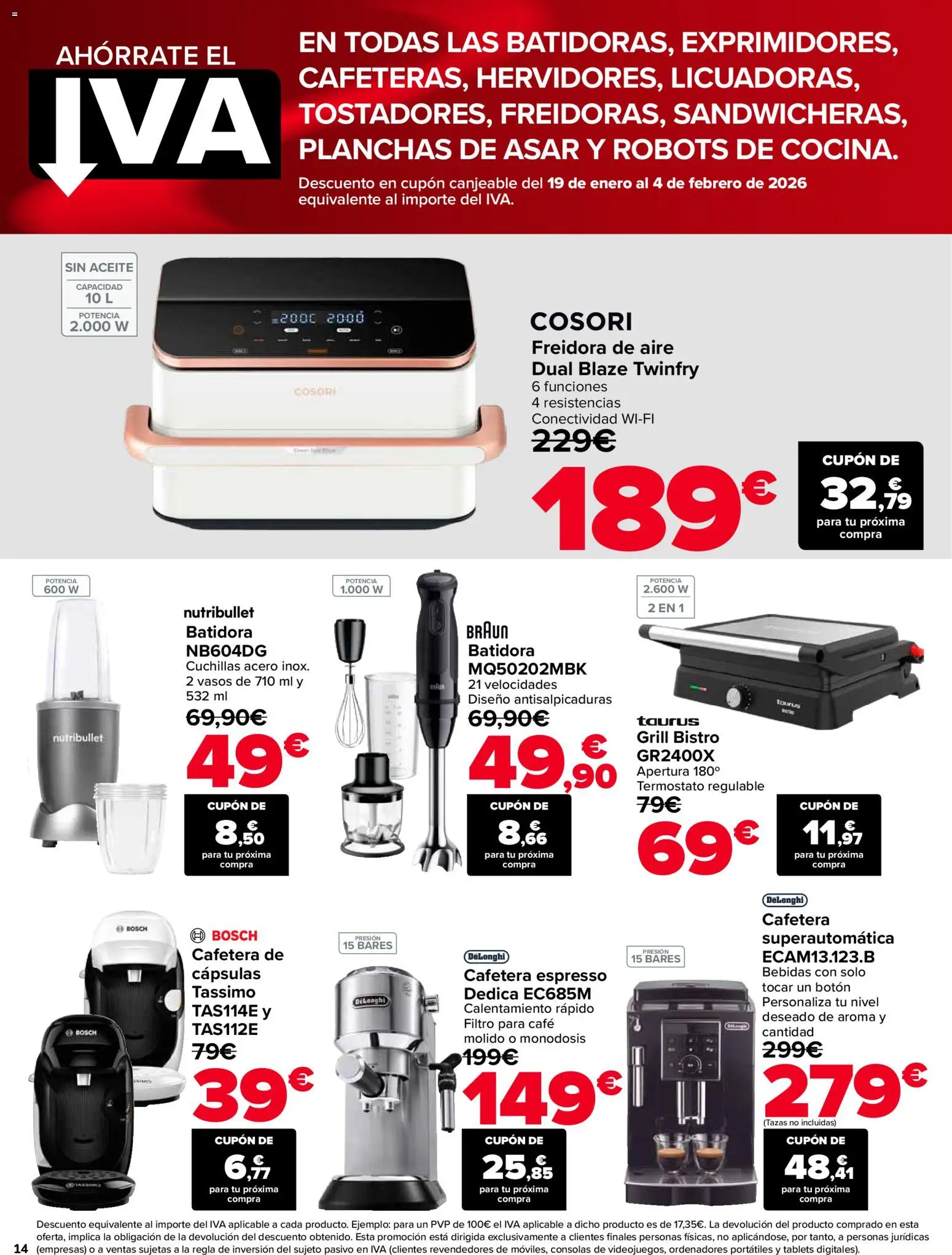 Carrefour folleto │ válido desde el 12.01.2026 | Página: 14 | Productos: Aceite, Café, Cafetera, Freidora