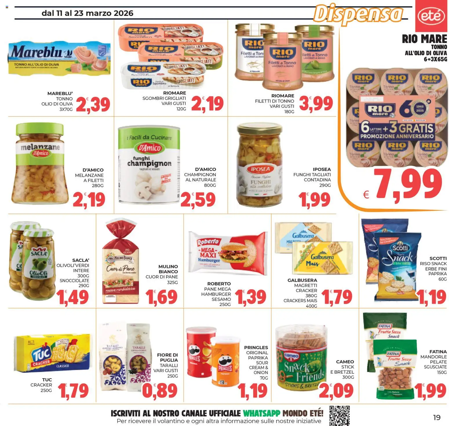 Volantino Eté del 11.03.2026 | Pagina: 19 | Prodotti: Pane, Mandorle, Tonno, Taralli