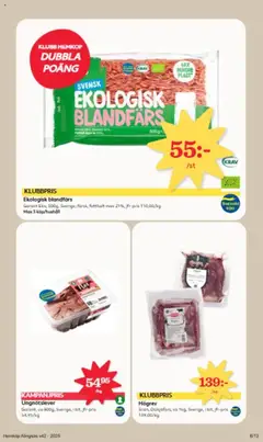 Ekologisk blandfärs, Garant Eko, 500g, Sverige, färsk, fetthalt max 21%, jfr-pris 110,00/kg, Max 3 köp/hushåll - Förhandsvisning av reklamblad från butik Hemköp aktuell från 13.10.2025 | Sida: 6 | Produkter: Blandfärs