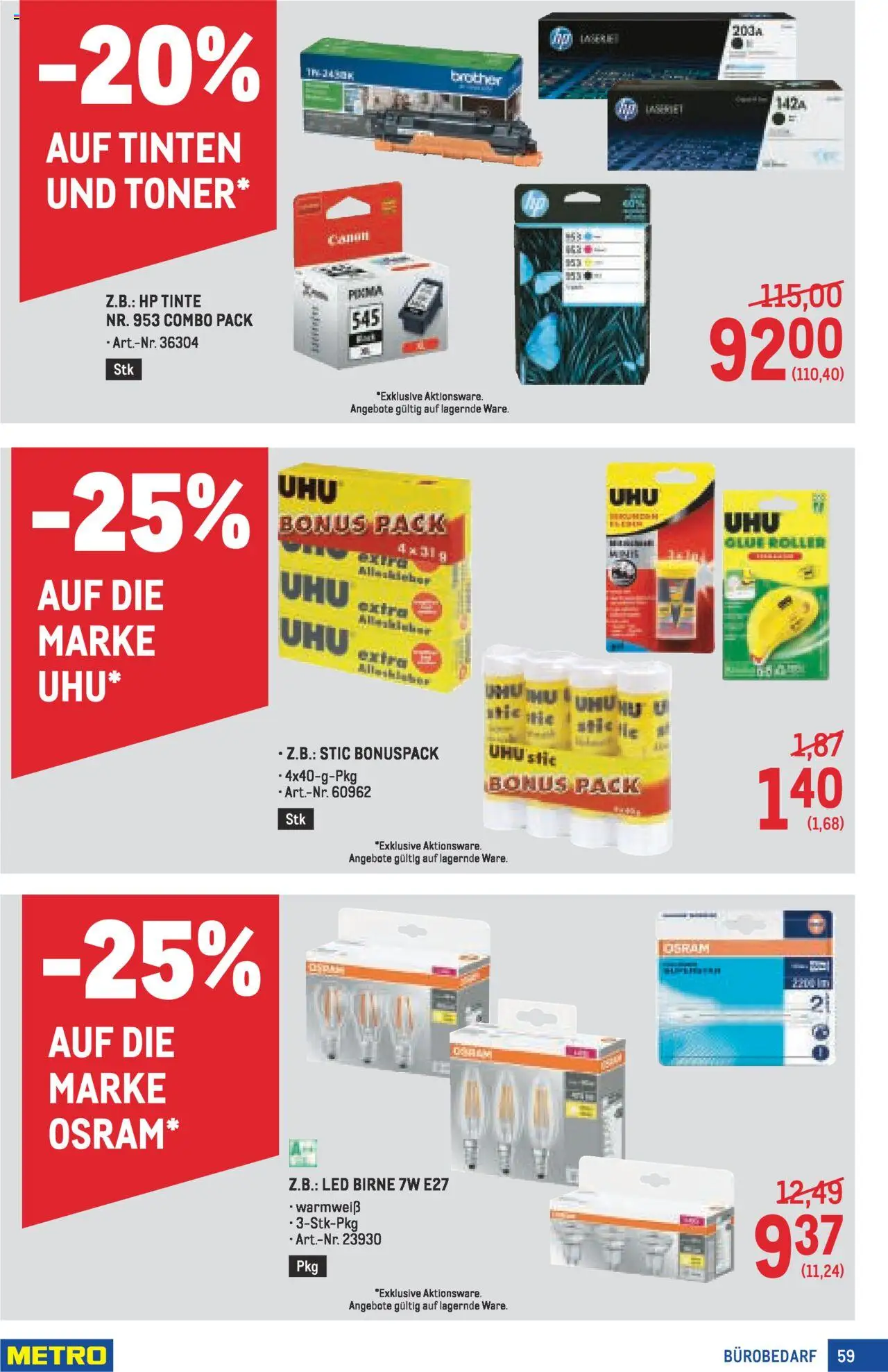 Metro angebote Profi gültig ab 16.10.2025 | Seite: 59 | Produkte: Birne, Toner