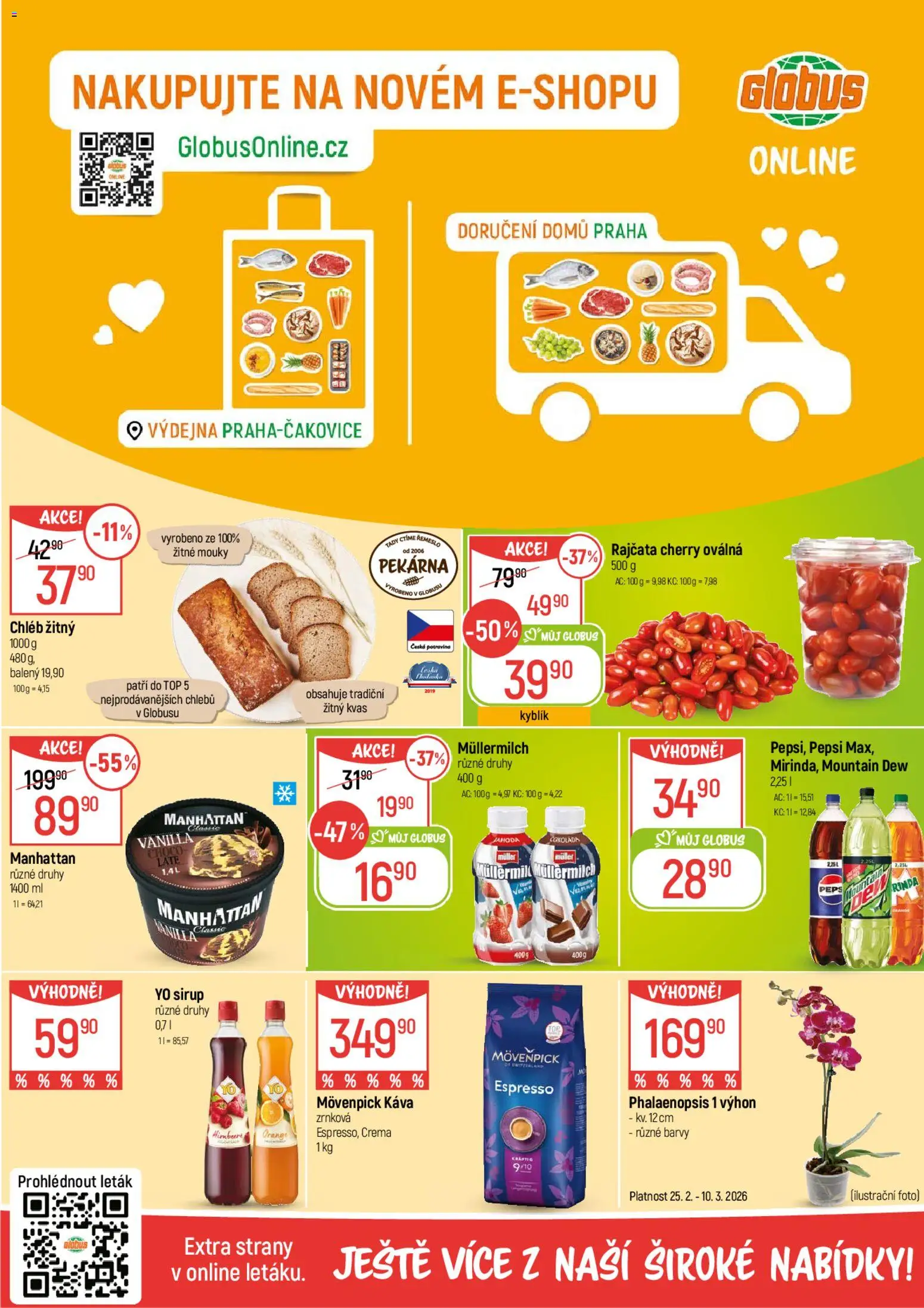 Globus leták od 25.02.2026 | Strana: 2 | Produkty: Pepsi, Yo sirup, Crema, Müllermilch