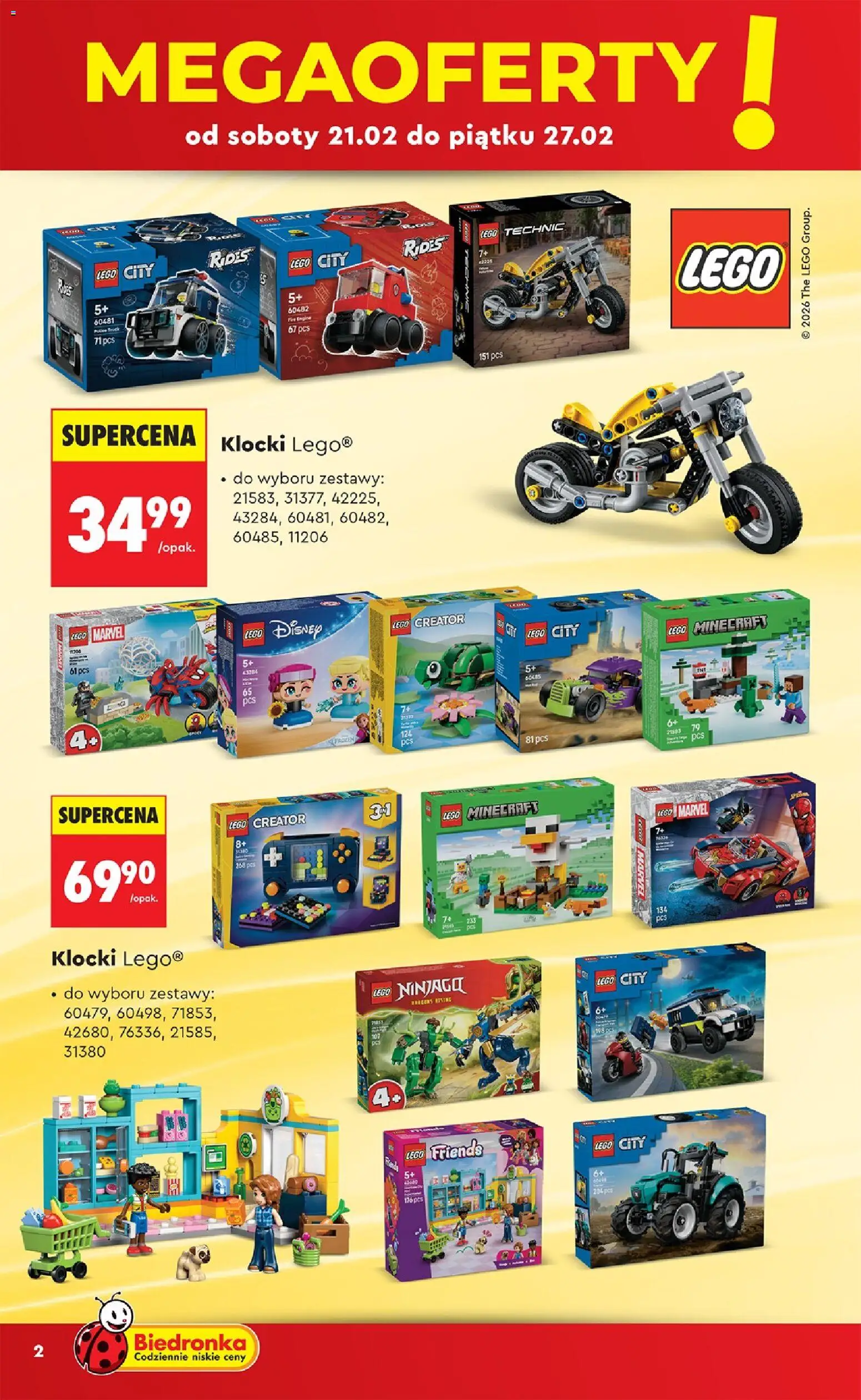 Biedronka Polsko leták - Hity i inspiracje od 21.02.2026 | Strana: 2 | Produkty: LEGO, PC, Lego Friends, Lego Technic