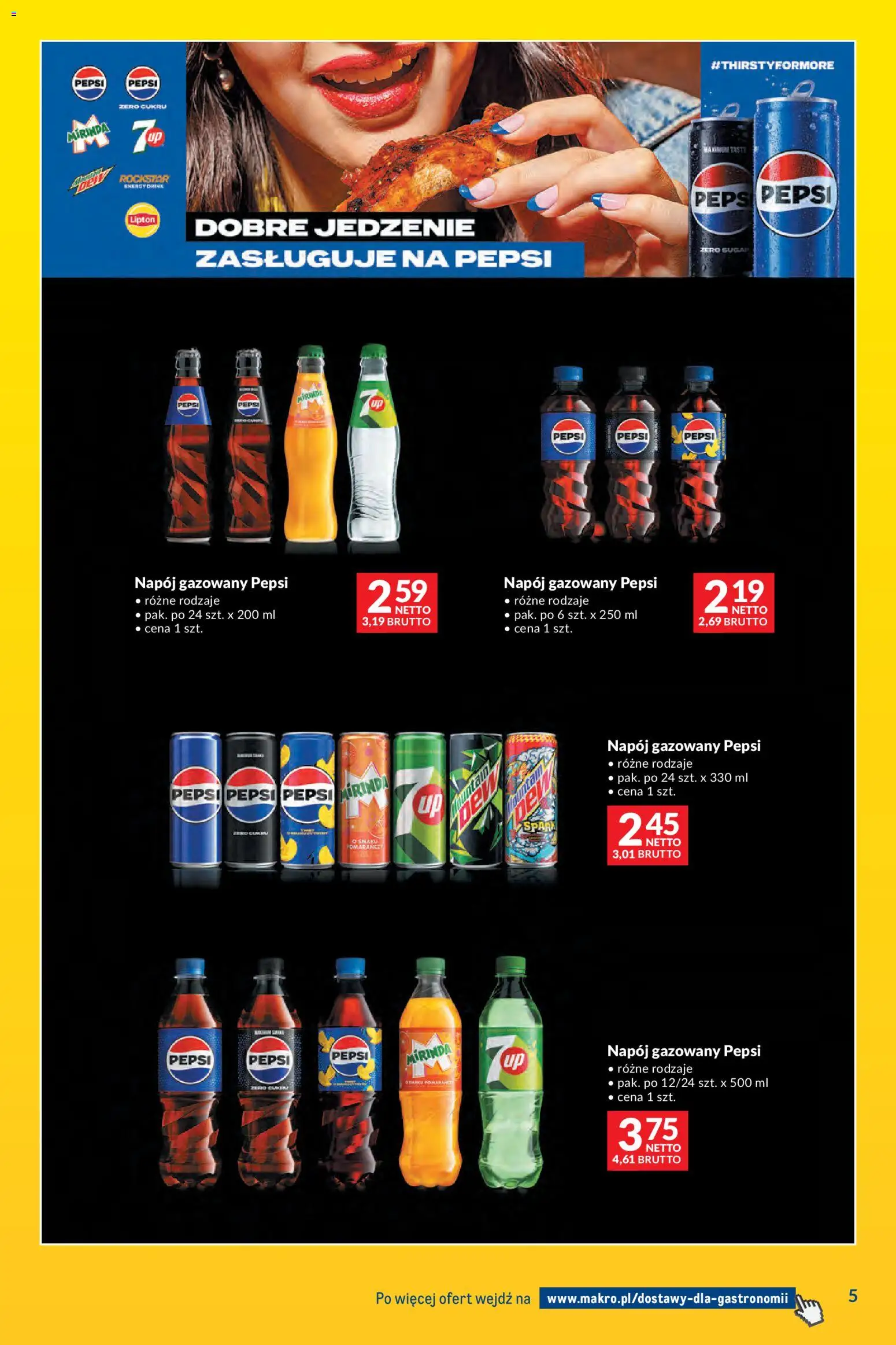 Makro gazetka - Dostawy dla gastronomii od 07.04.2026 | Strona: 5 | Produkty: Pepsi