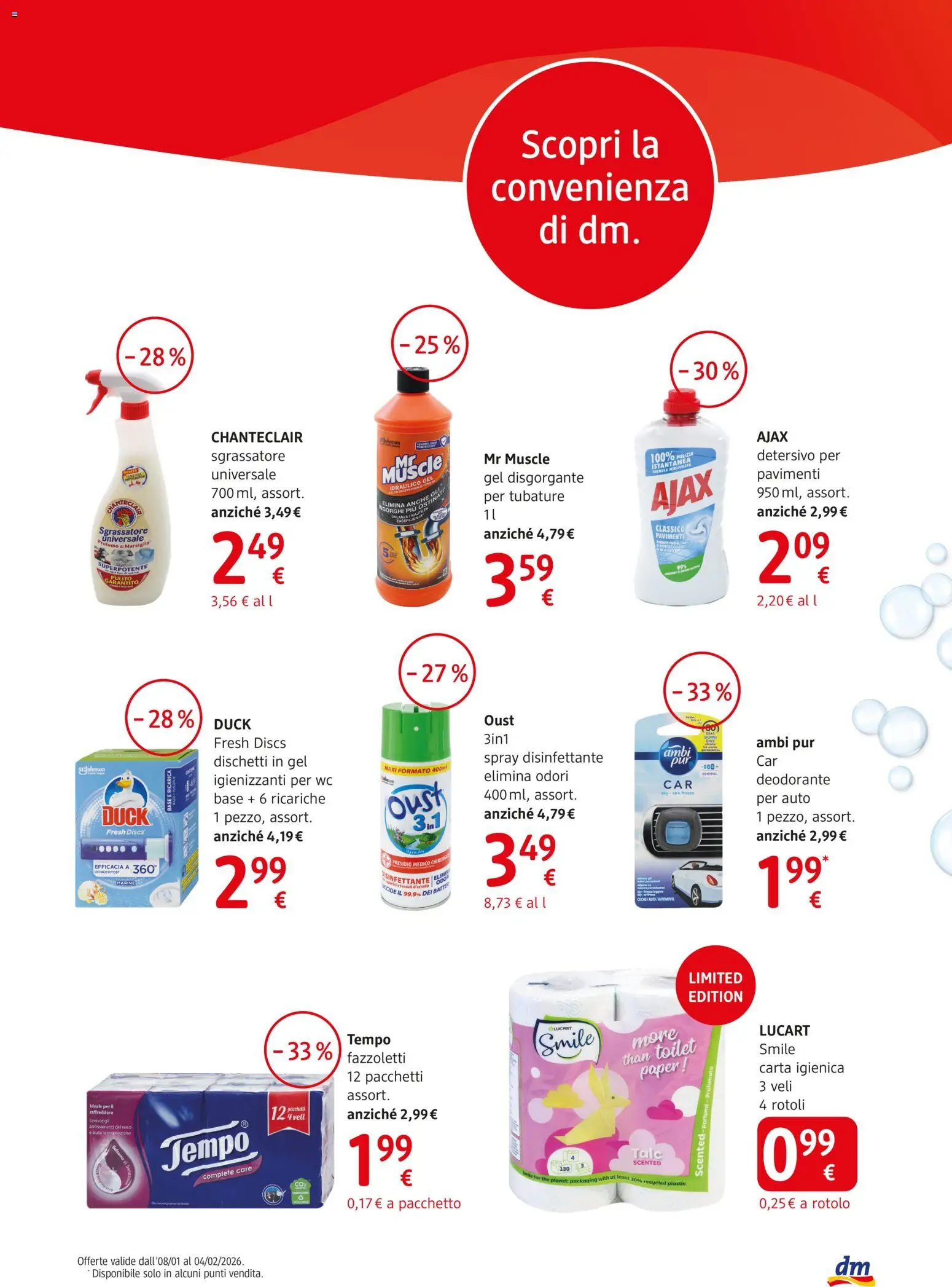 Volantino dm drogerie markt del 08.01.2026 | Pagina: 13 | Prodotti: Deodorante, Fazzoletti, Sgrassatore, The