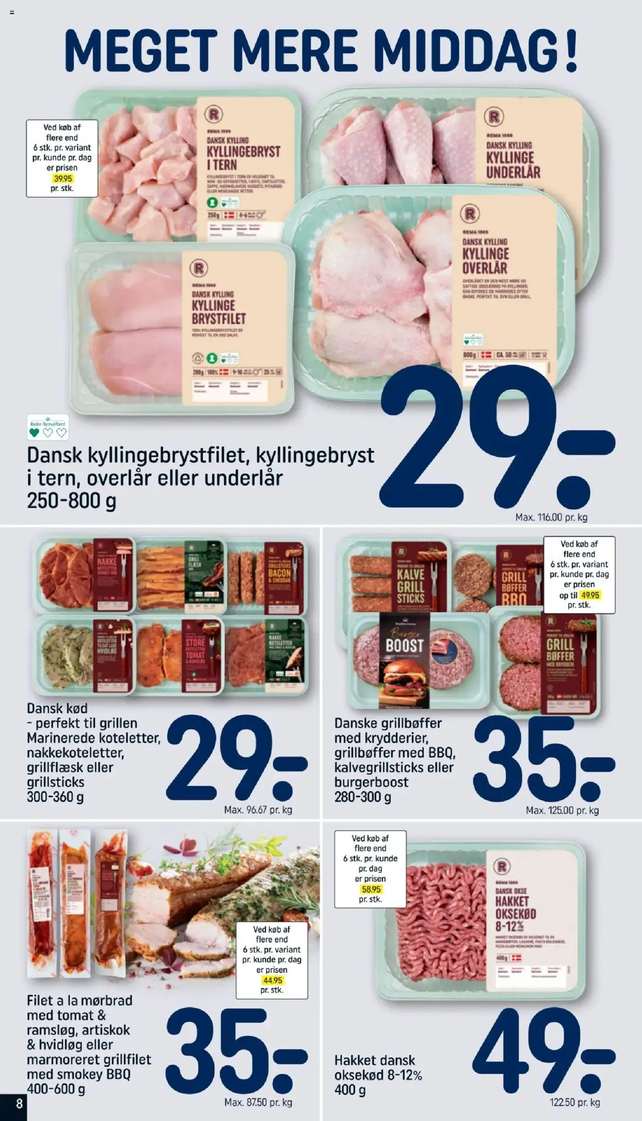 Rema 1000 Tilbudsavis gyldig fra 16.08.2025 | Side: 8 | Produkter: Bøffer, Koteletter, Oksekød, Hvidløg