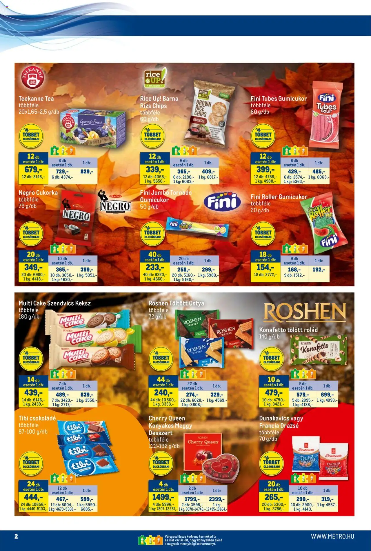 Metro akciós ujság - amely érvényes a következő dátumtól: 15.09.2025 | Oldal: 2 | Termékek: Chips, Gumicukor, Csokoládé, Tea