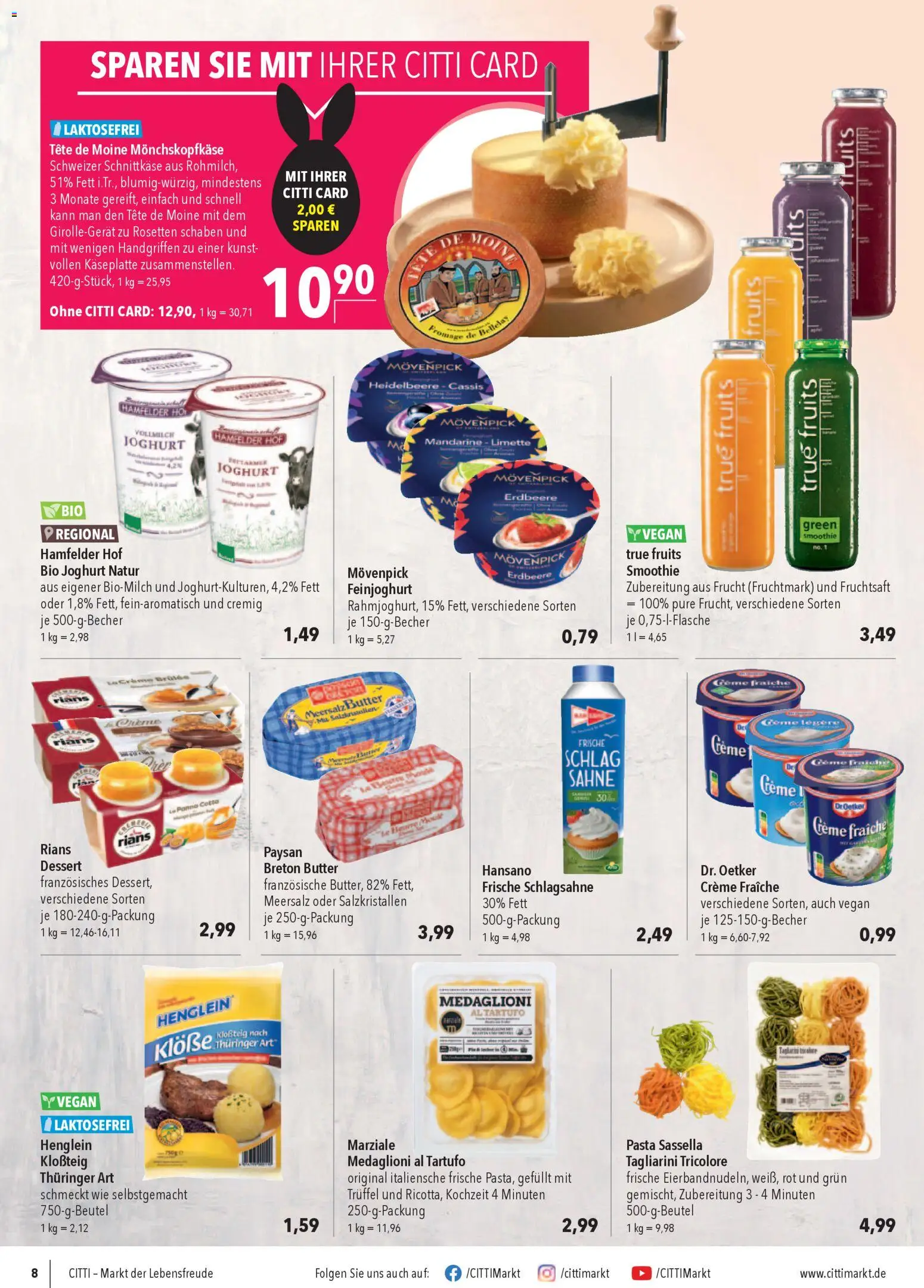 CITTI Markt Prospekt 	 – gültig ab 01.04.2026 | Seite: 8 | Produkte: Schlagsahne, Creme, Limette, Pasta