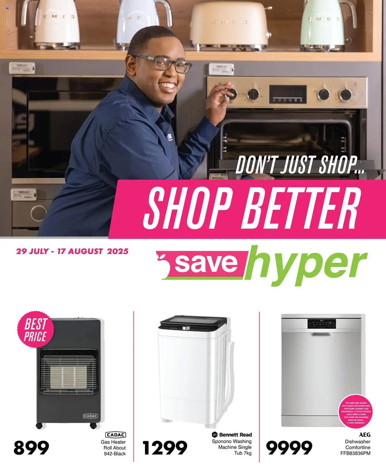 Save Appliance Specials │ valid from 29.07.2025 | Page: 1 | Products: Dishwasher, Basket, Heater