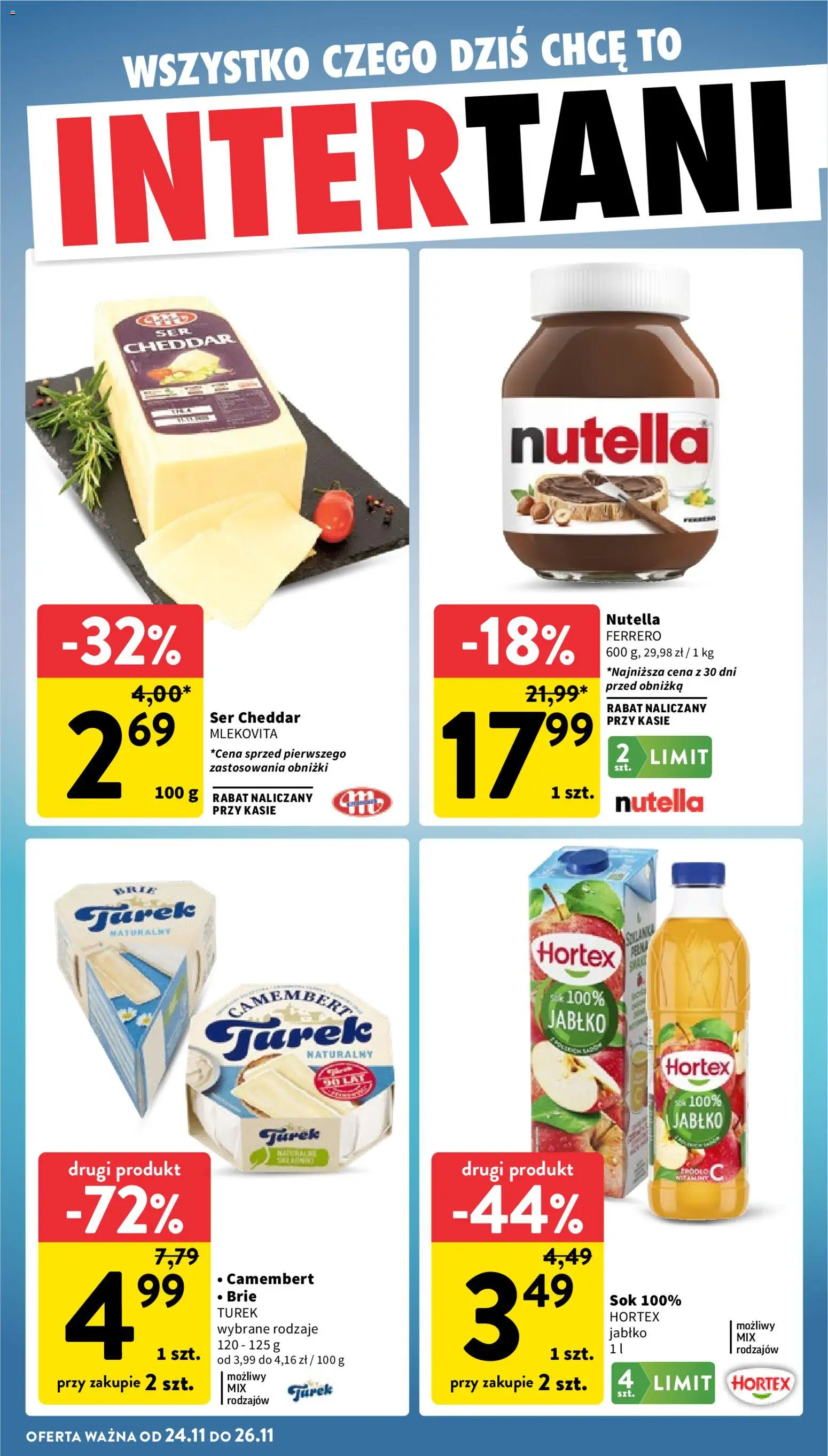 Intermarche Gazetka od 20.11.2025 | Strona: 38 | Produkty: Nutella, Camembert, Ser, Ser cheddar