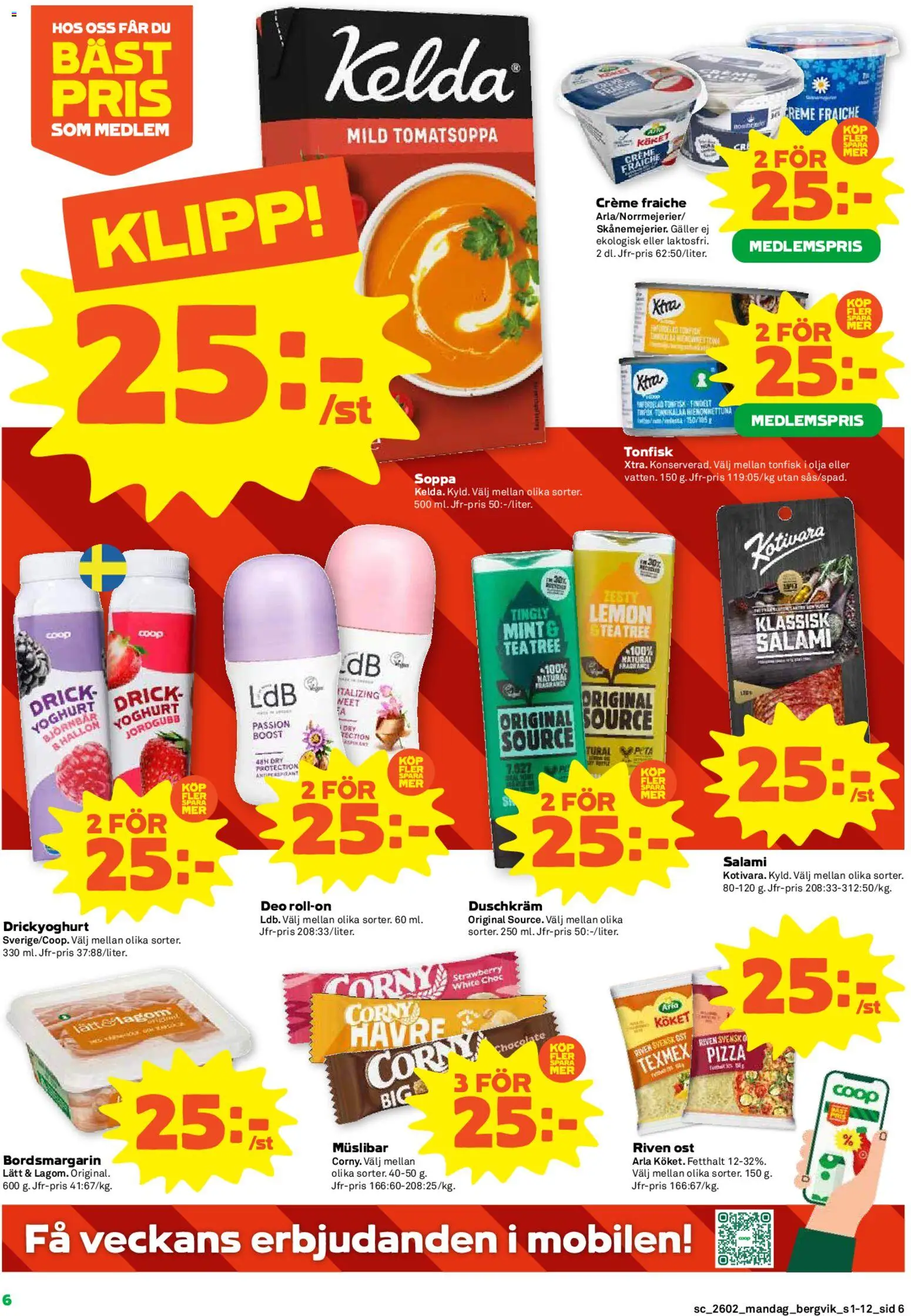 Stora Coop reklamblad aktuell från 05.01.2026 | Sida: 6 | Produkter: Ost, Yoghurt, Olja, Pizza