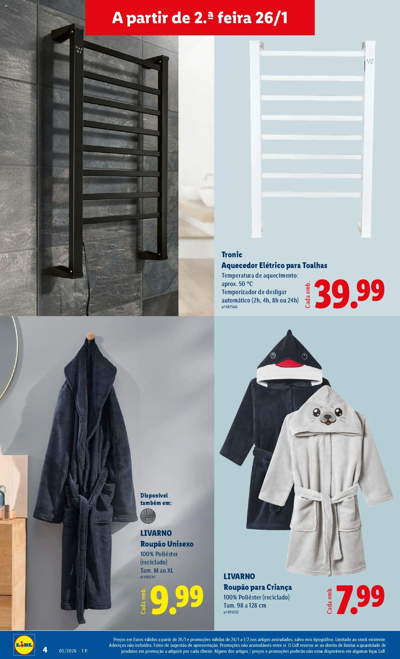 Lidl Novidades │ válido de 26.01.2026 | Página: 4 | Produtos: Robe, Aquecedor, Roupão