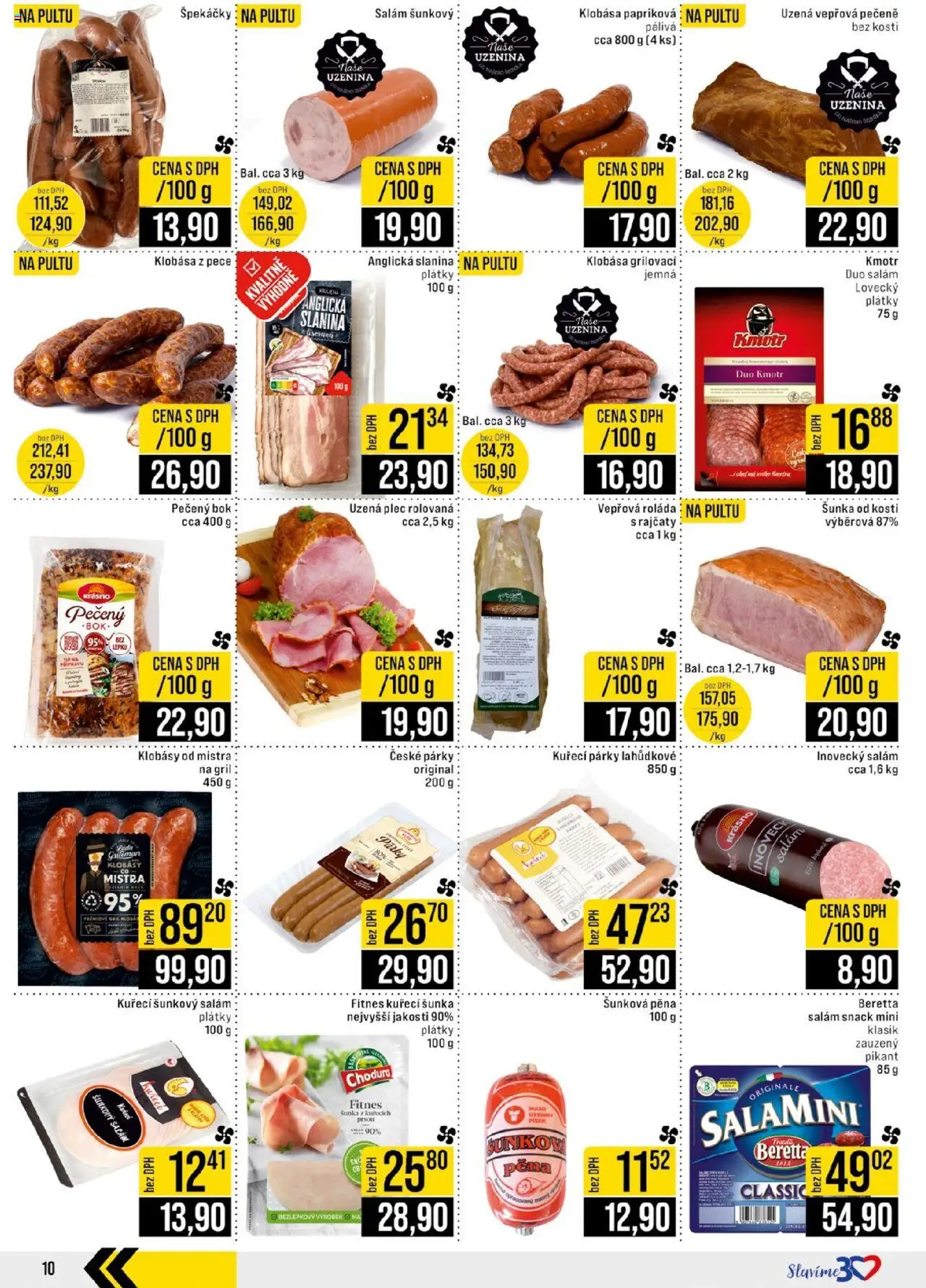 Jip leták - Cash & Carry od 06.08.2025 | Strana: 10 | Produkty: Inovecký salám, Klobása, Kuřecí šunka, Anglická slanina