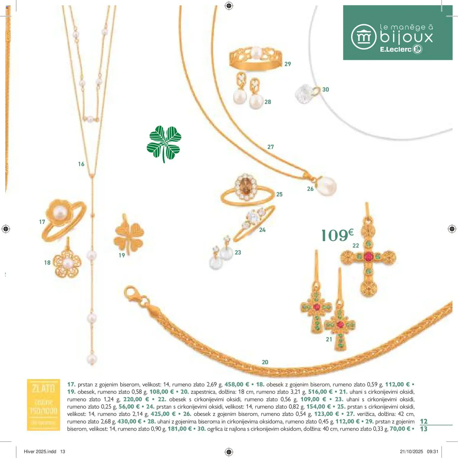 Novi E.leclerc katalog ponudbe – veljaven od 04.11.2025 | Stran: 13 | Izdelki: Prstan, Uhani