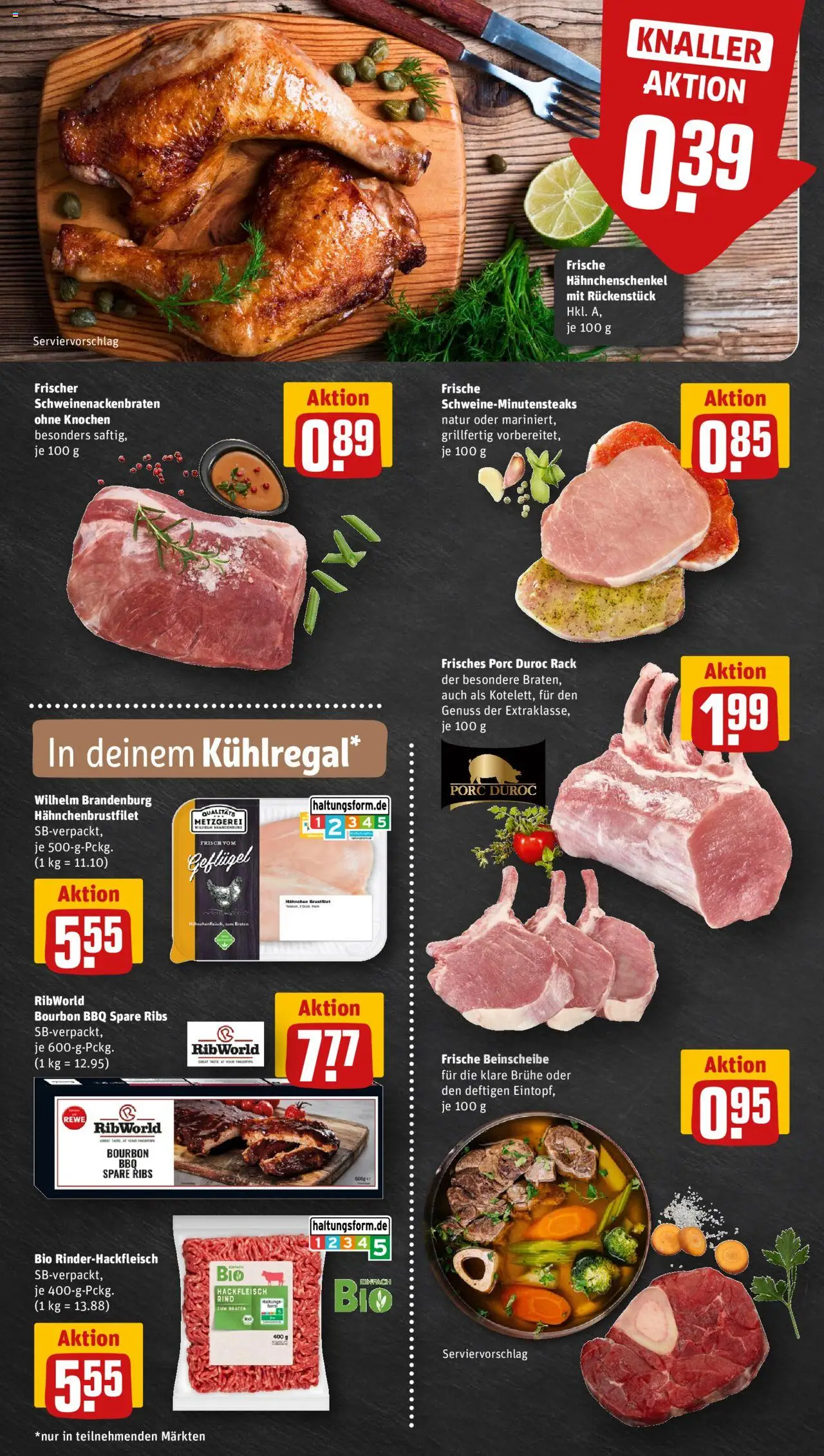 Rewe ihr Kaufpark Prospekt 	 - gültig ab dem 18.08.2025 | Seite: 6 | Produkte: Hahnchenschenkel, Spare ribs, Bourbon, Hackfleisch