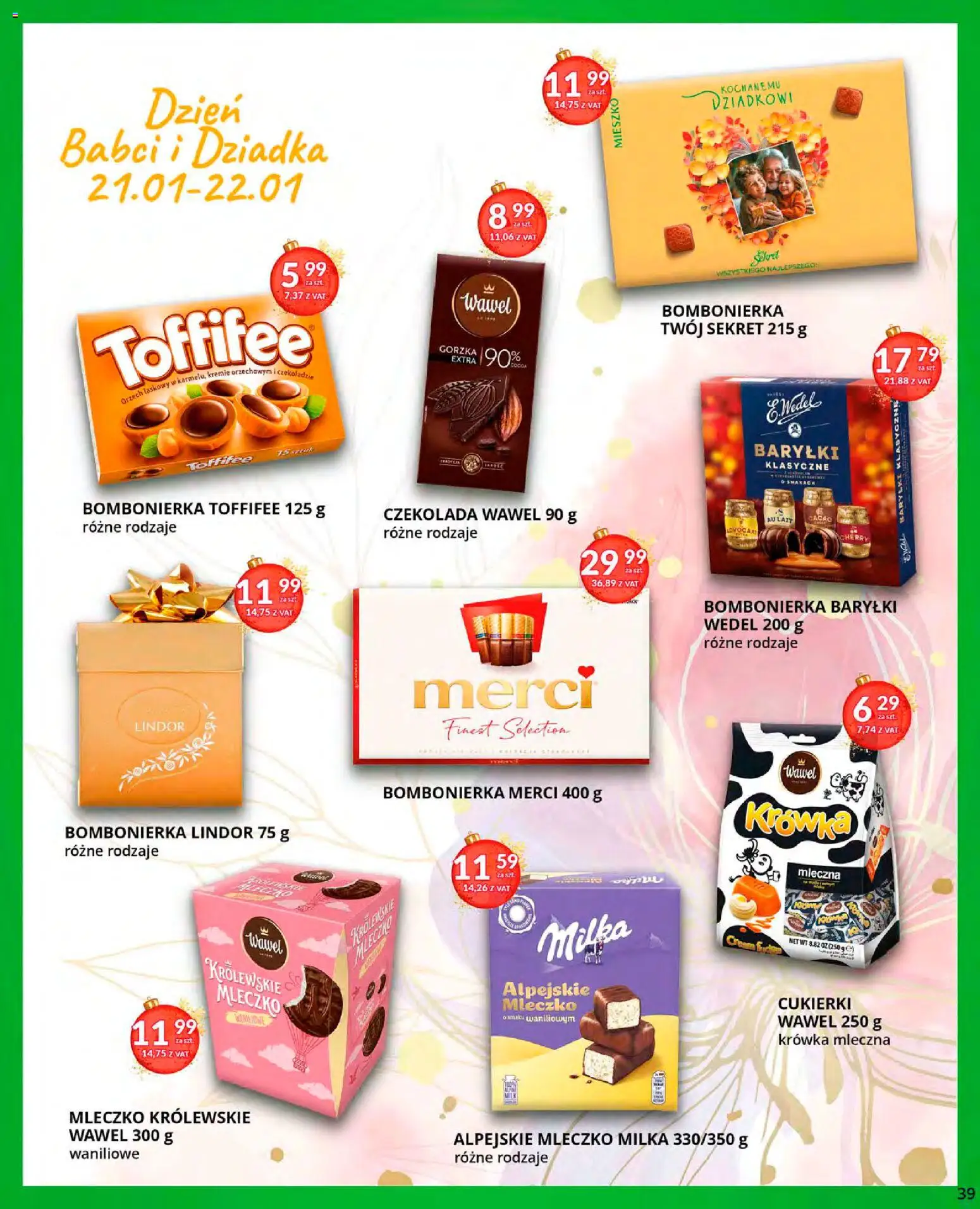 Eurocash Gazetka od 15.12.2025 | Strona: 39 | Produkty: Merci, Krowka, Toffifee, Milka