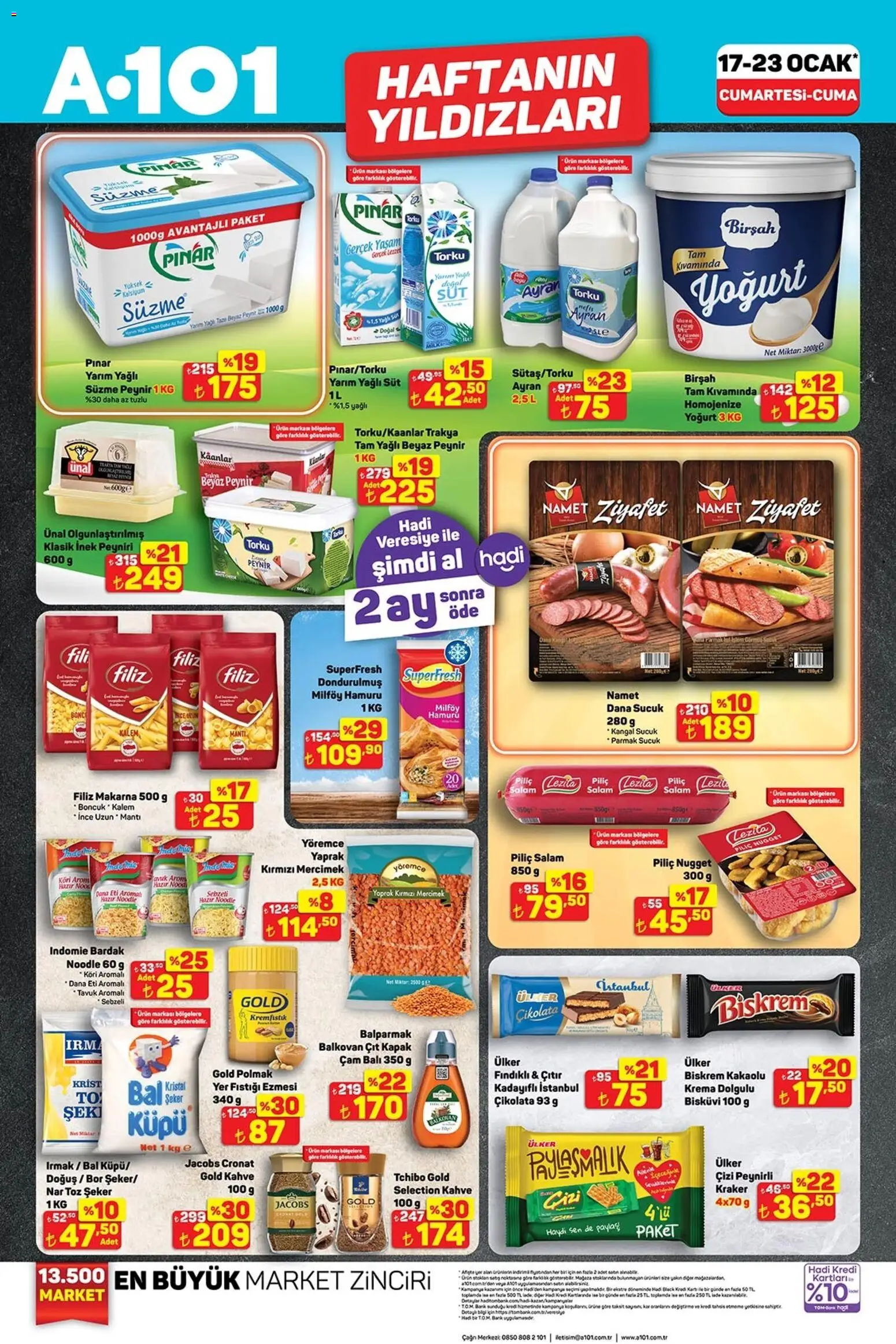 A101 Katalog - 17.01.2026 tarihinden itibaren geçerlidir | Sayfa: 1 | Ürünler: Peynir, Kahve, Piliç, Toz şeker