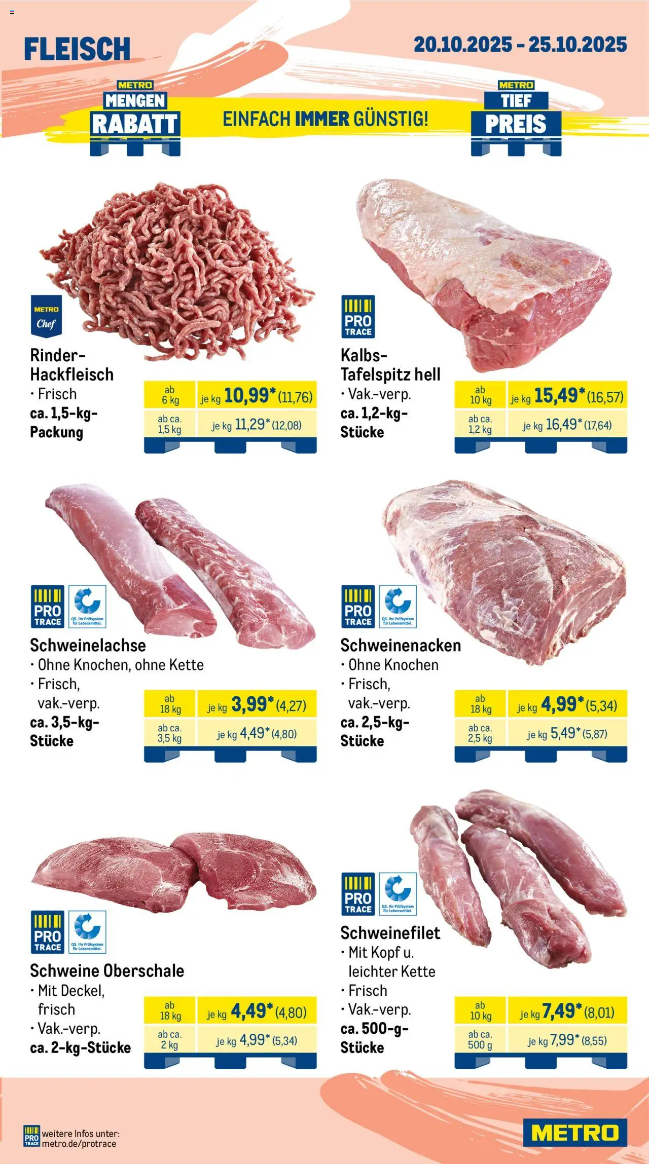 Metro  Wochen-Angebote Gastro – gültig ab 20.10.2025 | Seite: 3 | Produkte: Tafelspitz, Schweinenacken, Fleisch, Hackfleisch