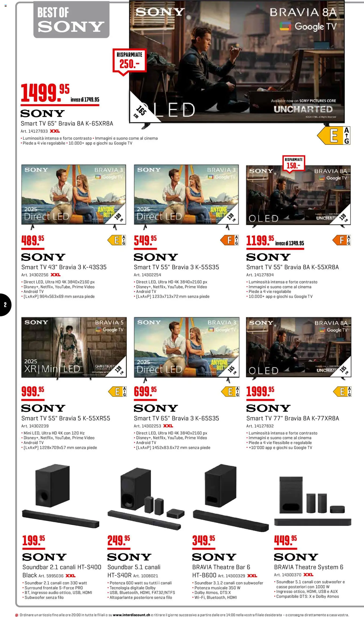Interdiscount Aktionen IT – gültig ab 08.12.2025 | Seite: 2 | Produkte: Audio, TV, Video, Sony