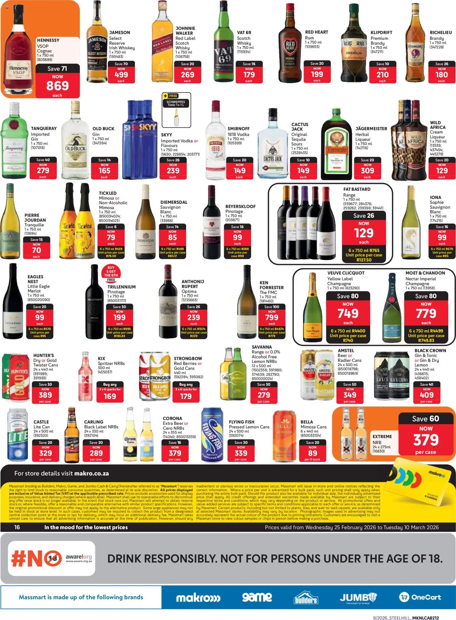 New Makro catalogue – valid from 25.02.2026 | Page: 16 | Products: Case, Brandy, Tonic, Lemon