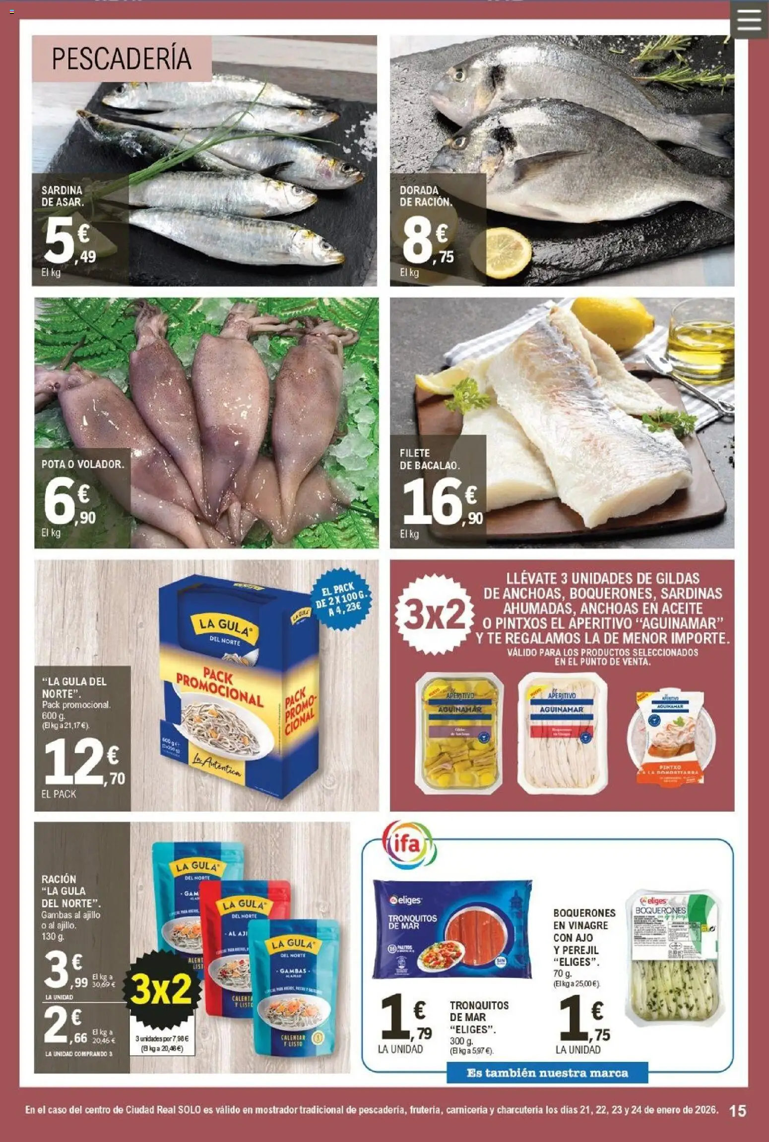 E.Leclerc folleto │ válido desde el 21.01.2026 | Página: 15 | Productos: Aceite, Té, Filete, Δεξαμενή