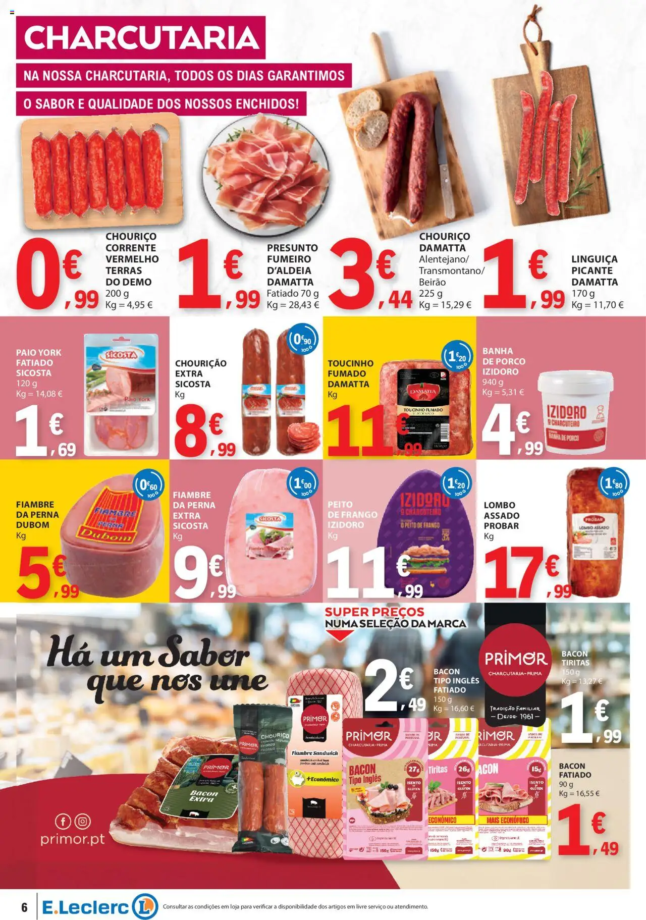 E.Leclerc folheto │ válido de 09.10.2025 | Página: 6 | Produtos: Frango, Linguiça, Lombo, Presunto