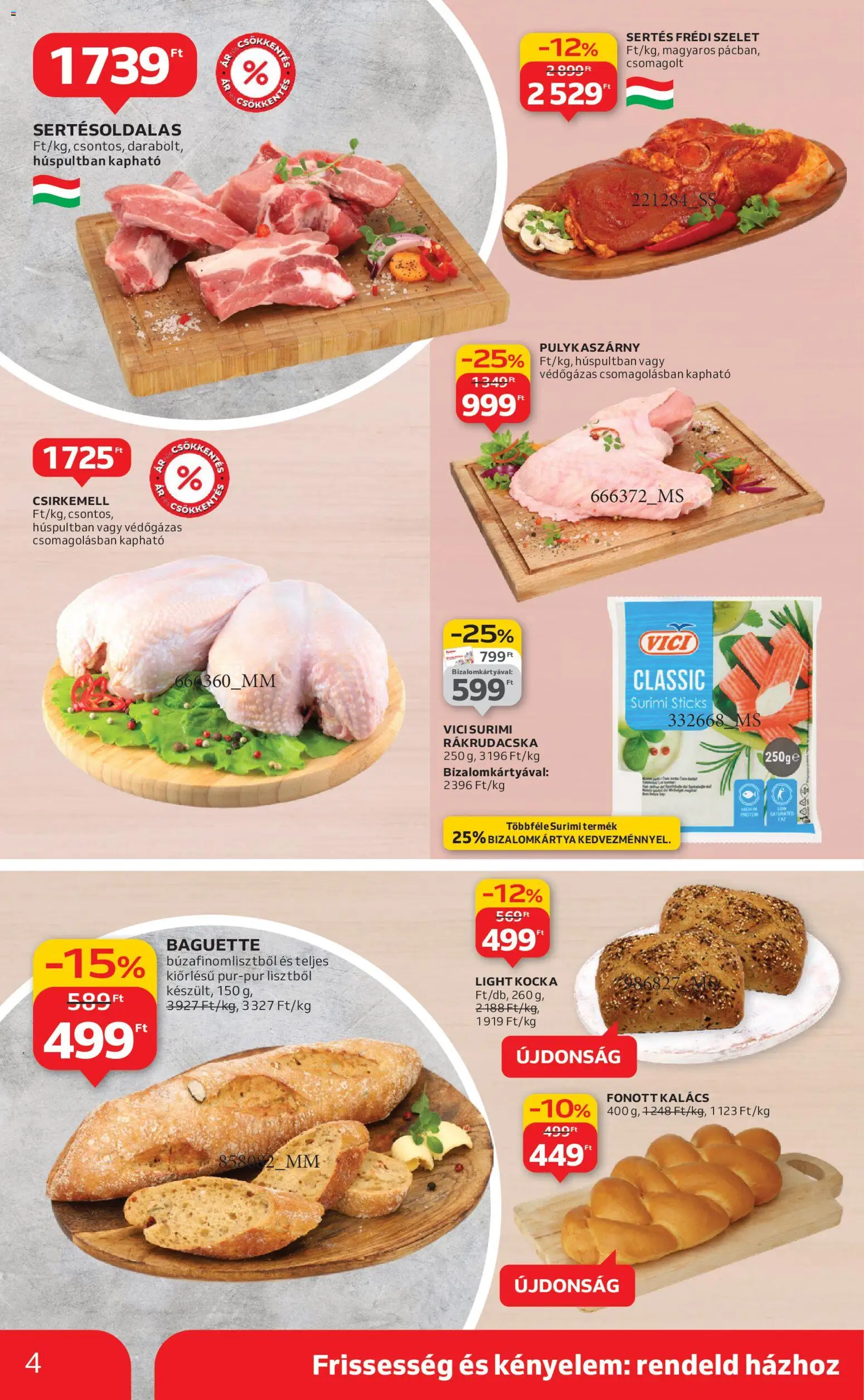 Auchan akciós ujság - amely érvényes a következő dátumtól: 13.11.2025 | Oldal: 4 | Termékek: Pulykaszárny, Kalács, Protein, Csirkemell