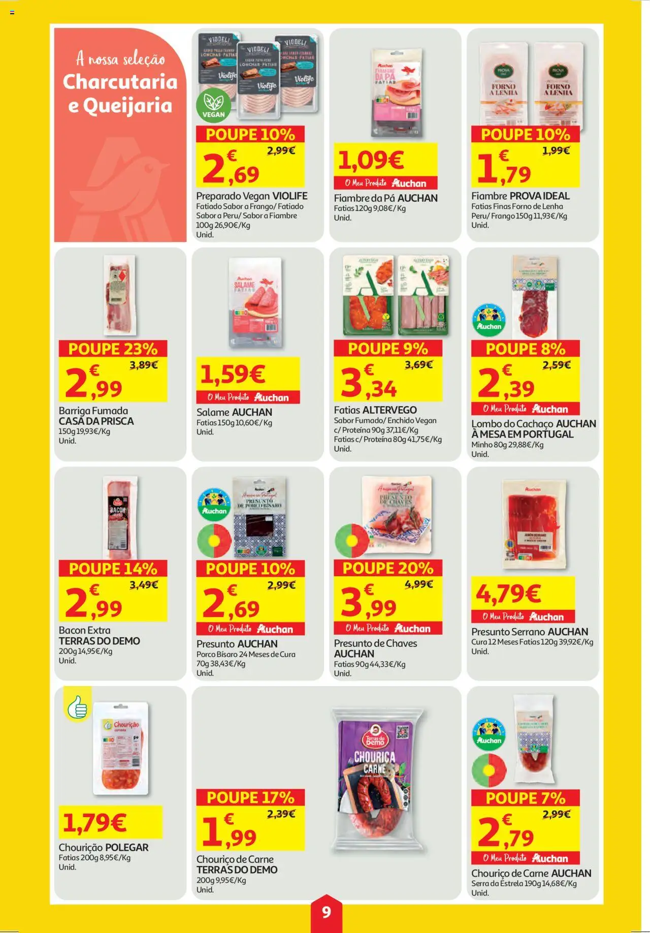 Auchan folheto │ válido de 18.09.2025 | Página: 9 | Produtos: Bacon, Presunto, Carne, Pá