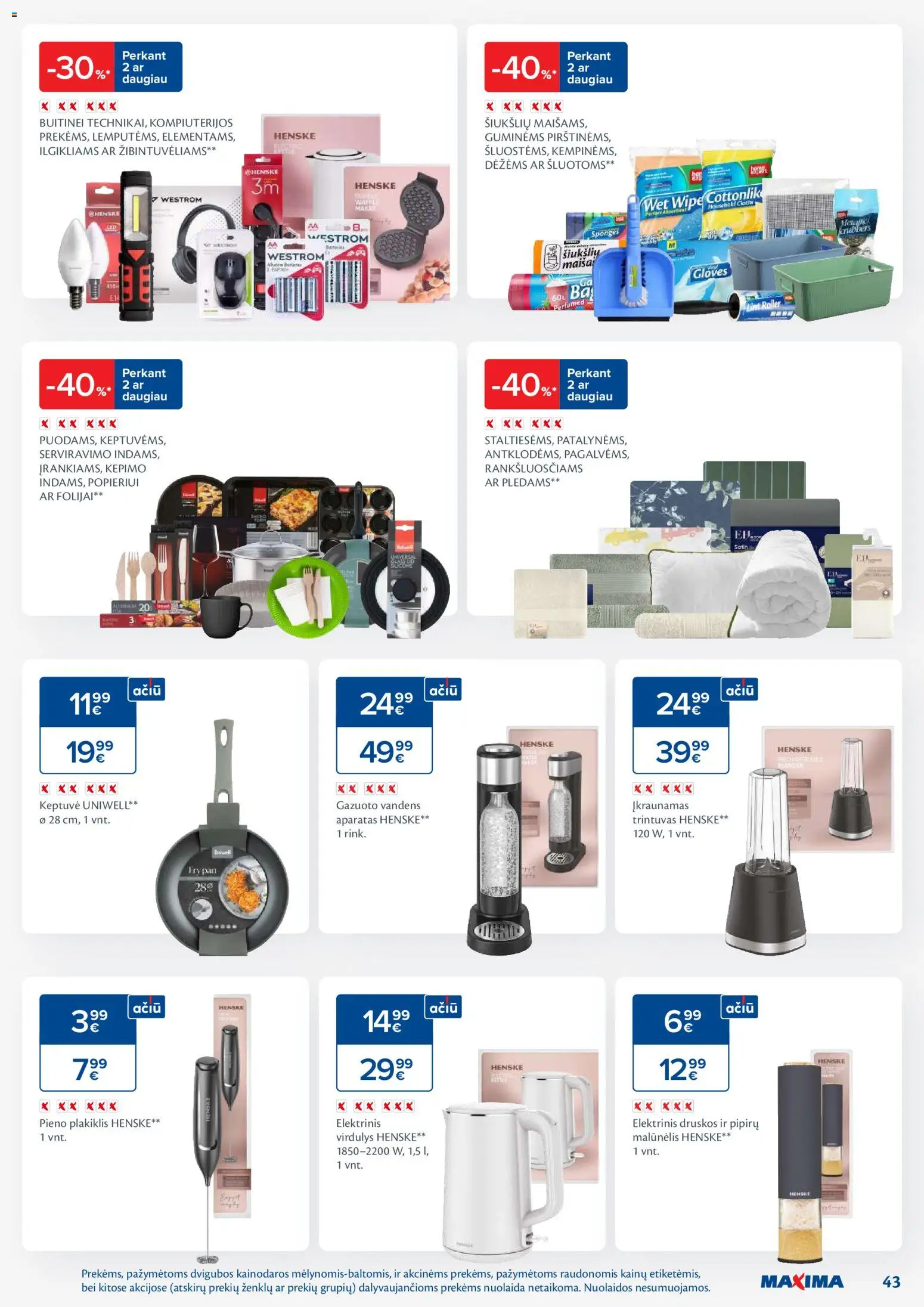 MAXIMA akcijos nuo 24.02.2026 | Puslapis: 43 | Prekių: Malūnėlis, Keptuvė, Virdulys