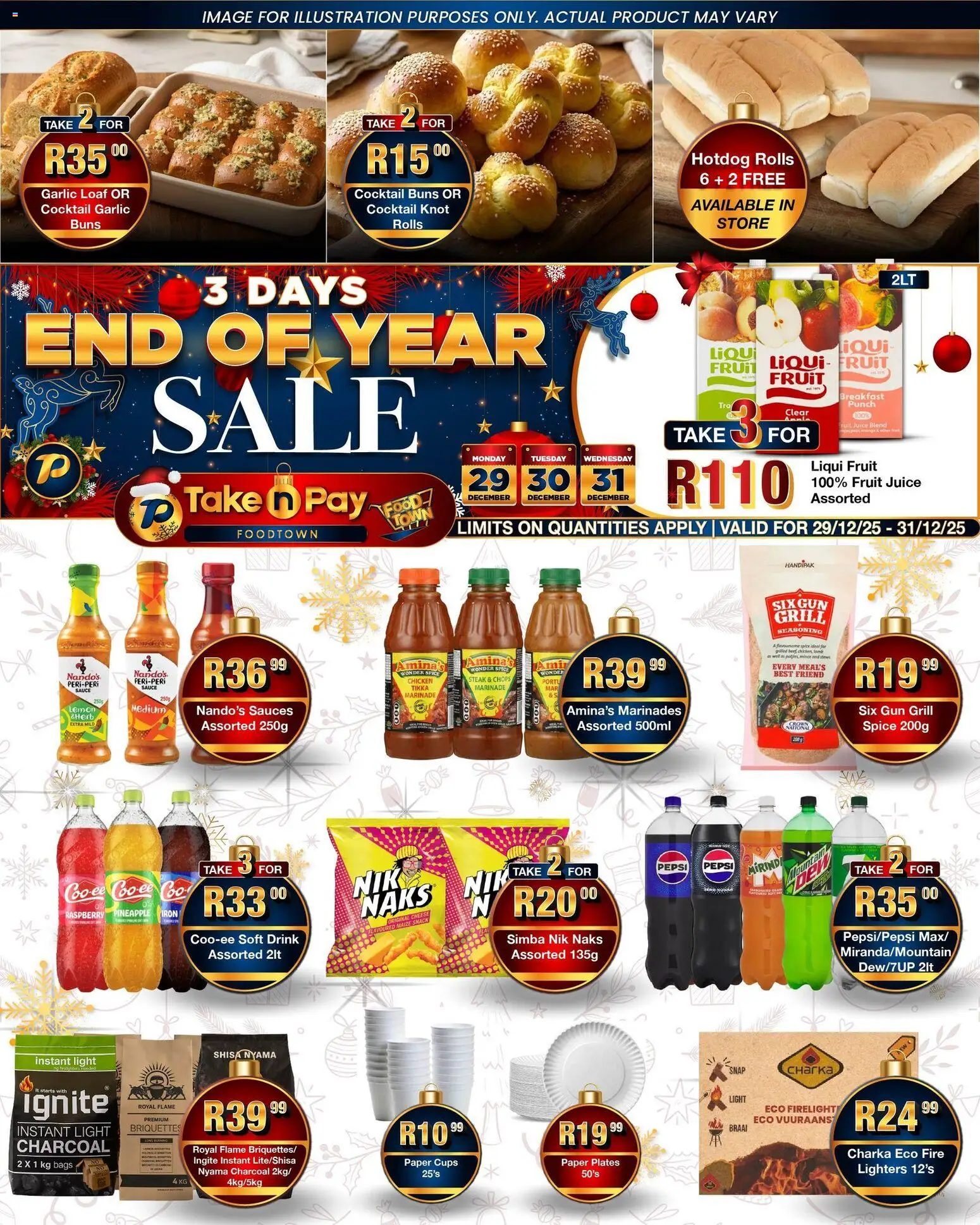 New Take n Pay catalogue – valid from 29.12.2025 | Page: 1 | Products: Buns, Sauces, Pineapple, Garlic