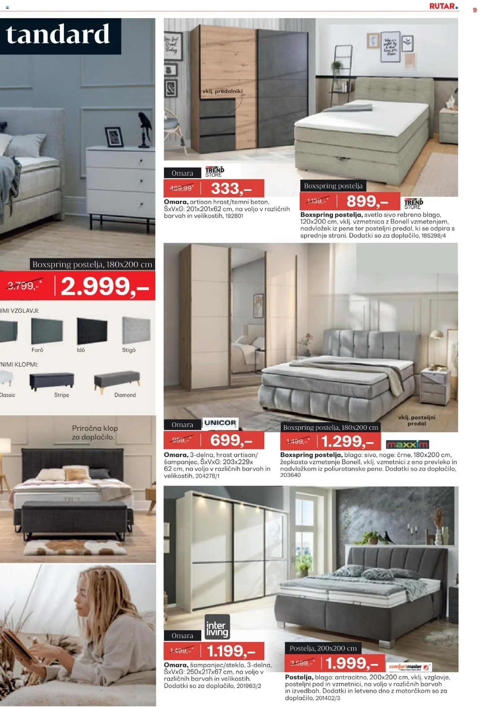 Novi Rutar katalog ponudbe – veljaven od 05.11.2025 | Stran: 8 | Izdelki: Nadvložek, Vzmetnica, Omara, Beton