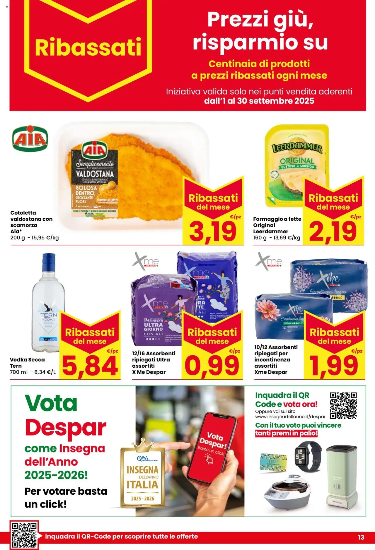 Volantino Despar del 18.09.2025 | Pagina: 13 | Prodotti: Pollo, Vodka, Formaggio