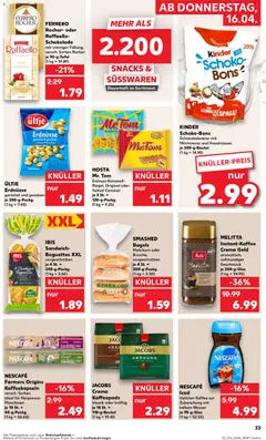 Náhled letáku Kaufland Německo leták od 16.04.2026 | Strana: 33 | Produkty: Bagels, Jacobs, Crema, Nespresso