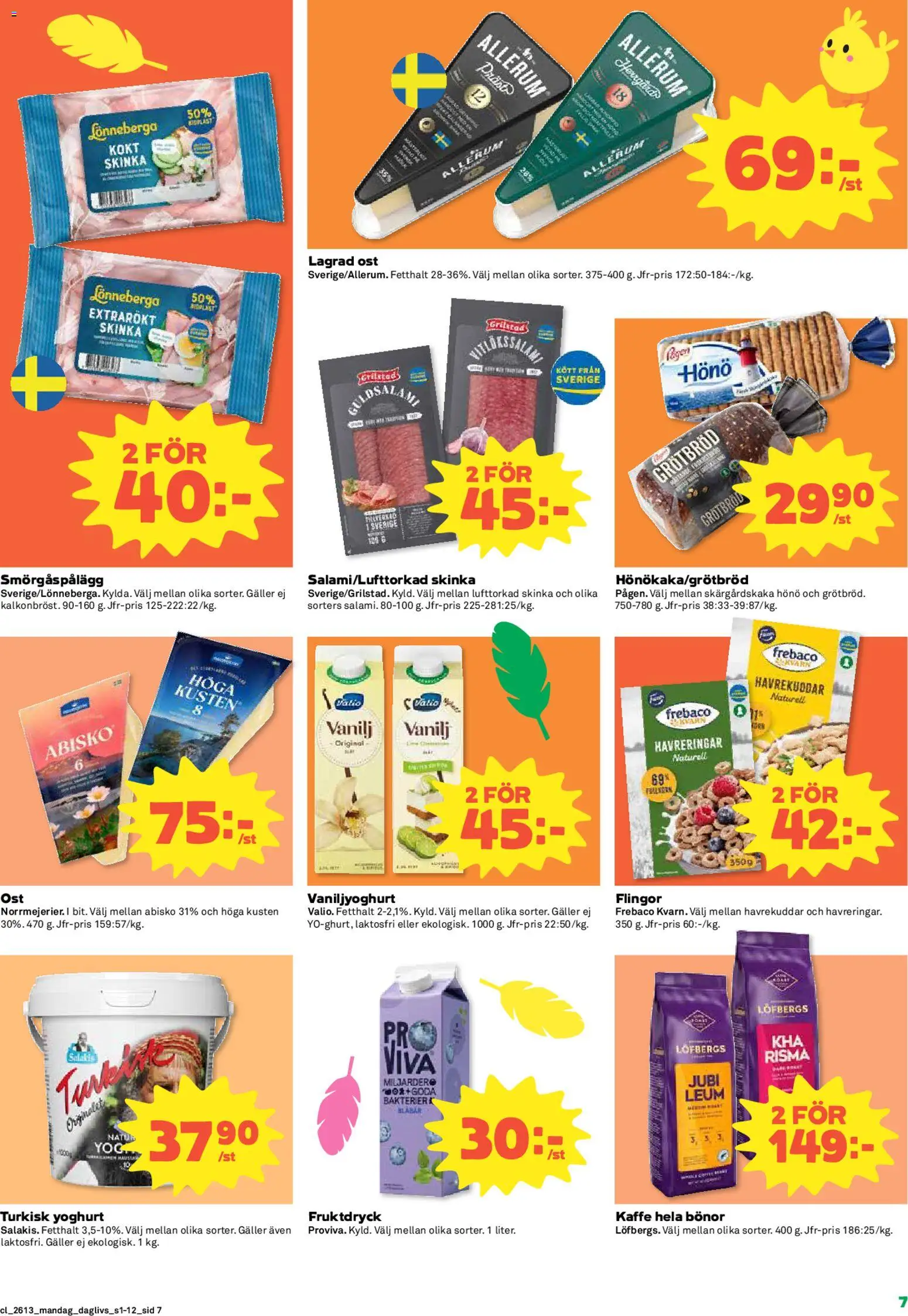 Coop Daglivs reklamblad aktuell från 23.03.2026 | Sida: 7 | Produkter: Kaffe, Skinka, Flingor, Bönor
