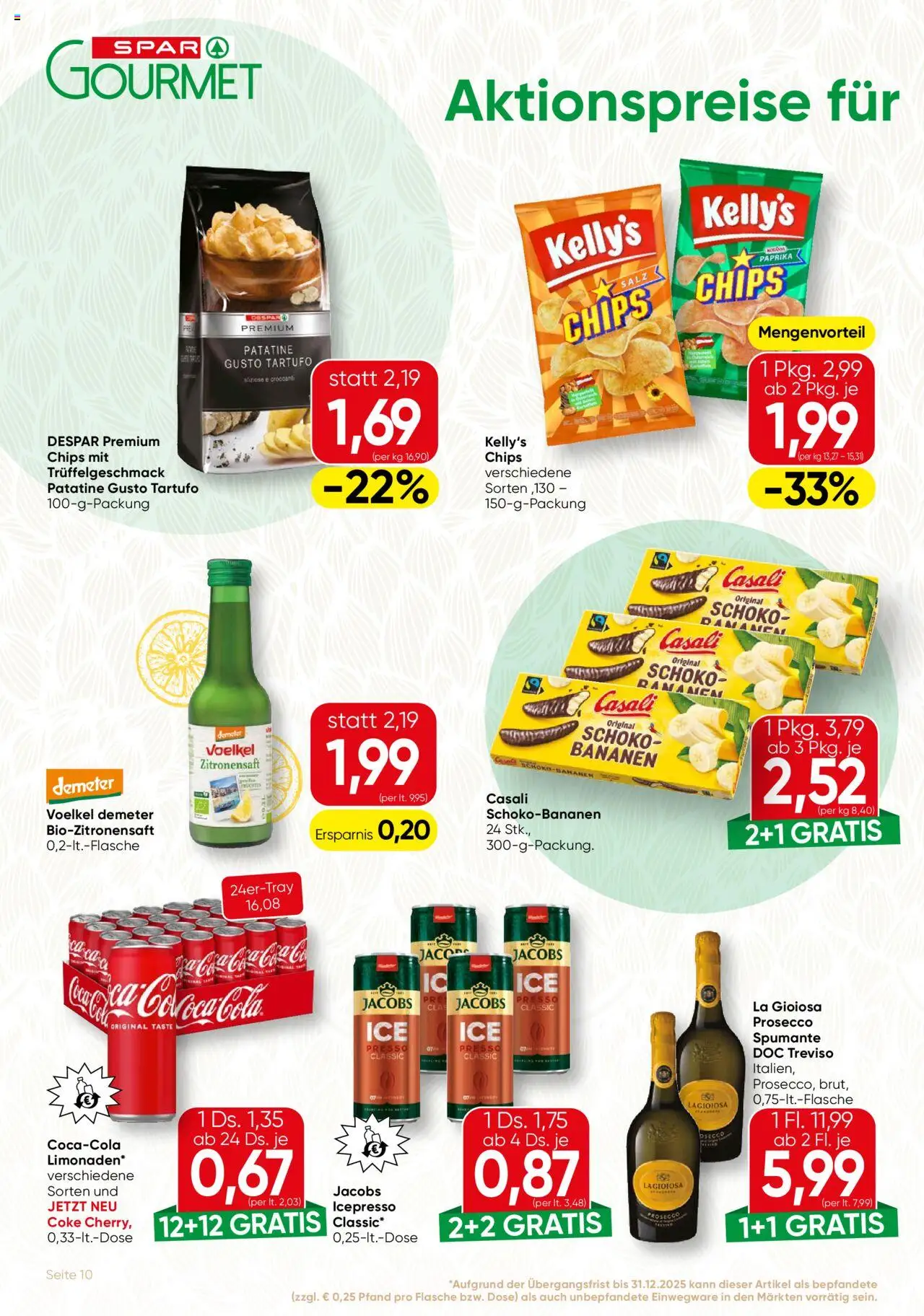SPAR Gourmet Flugblatt gültig ab 14.08.2025 | Seite: 10 | Produkte: Chips, Salz, Bananen