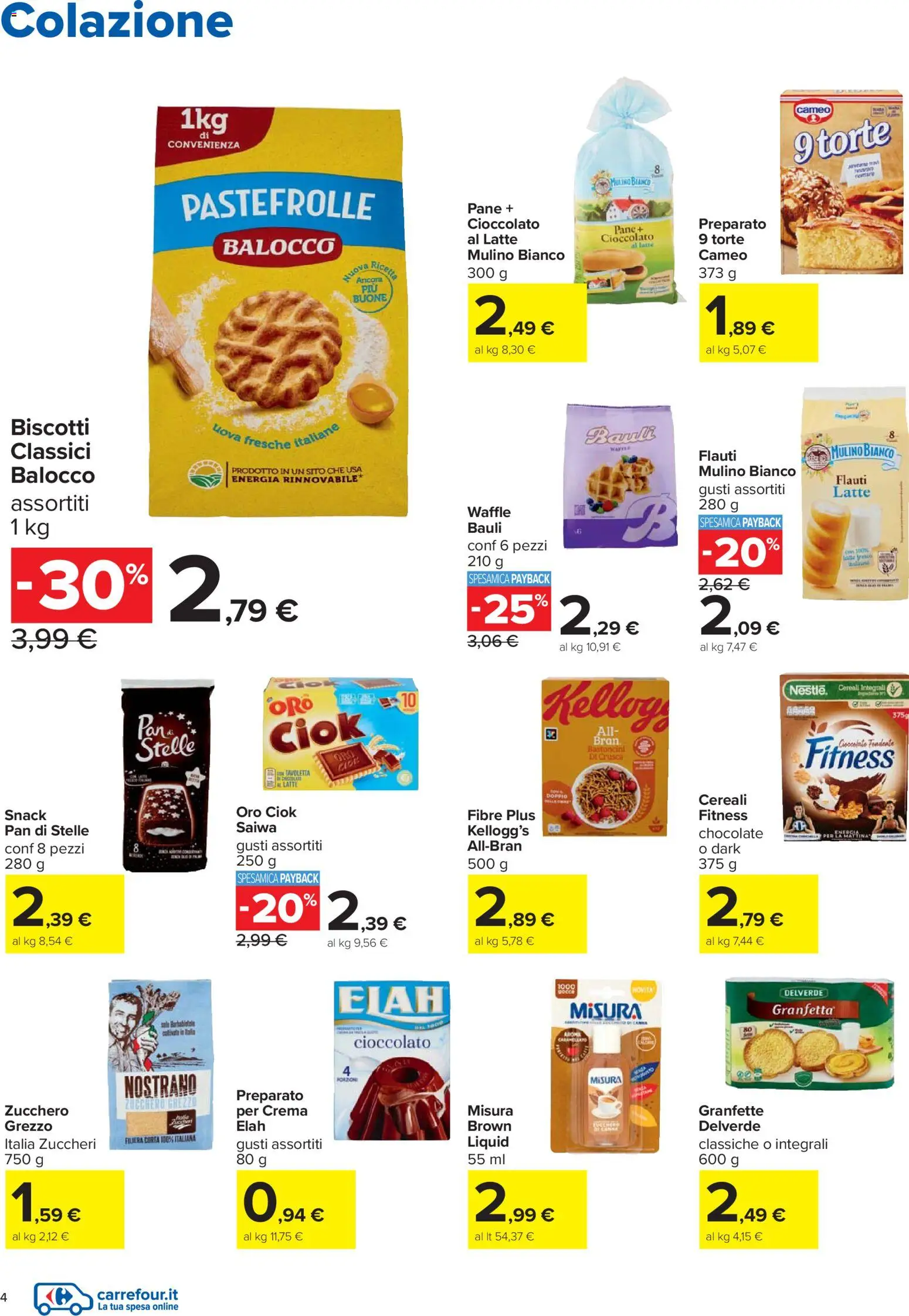 Volantino Carrefour del 30.10.2025 | Pagina: 4 | Prodotti: Crema, Pane, Biscotti, Zucchero