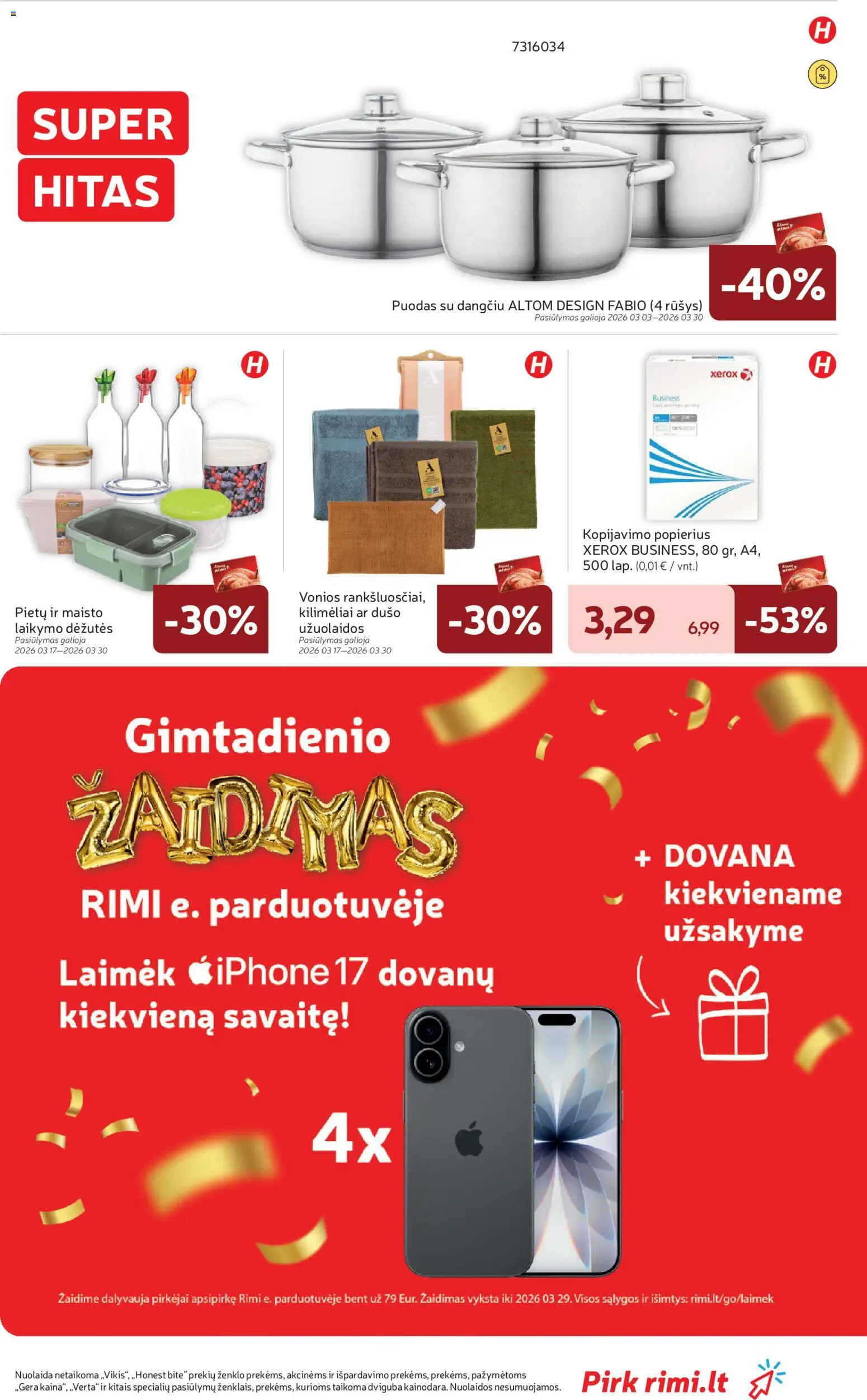 Rimi akcijos nuo 17.03.2026 | Puslapis: 37 | Prekių: Puodas, Žaidimas, Užuolaidos