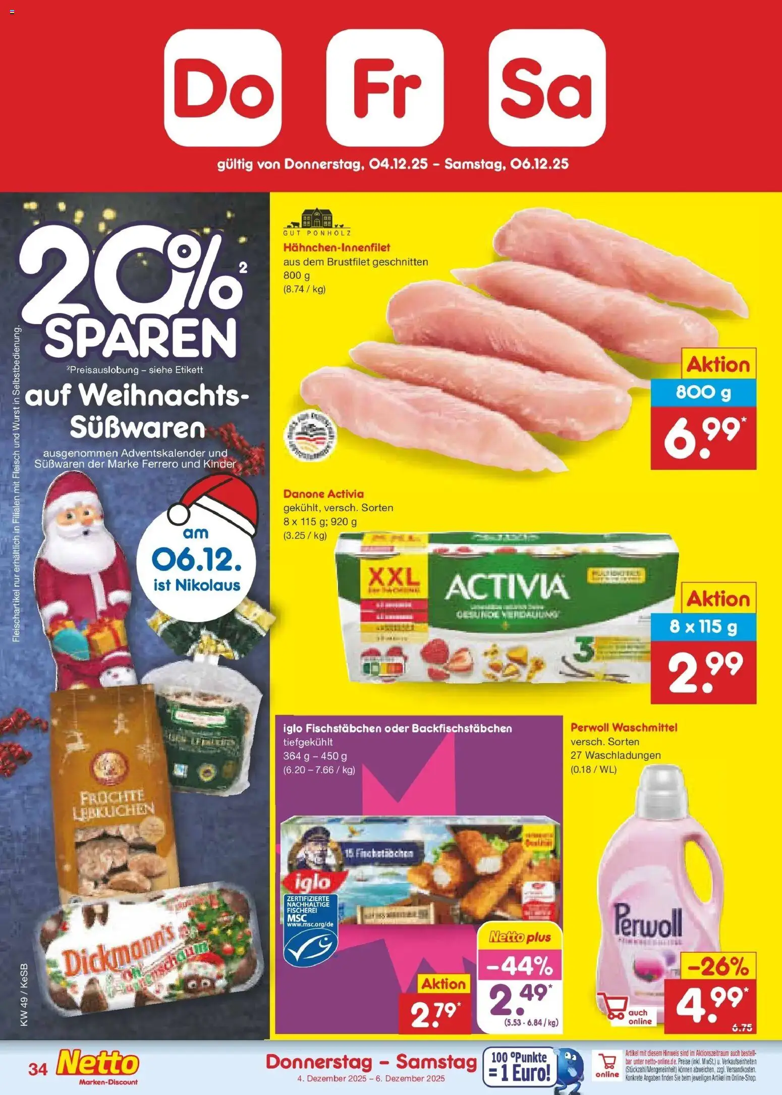 Netto Marken-Discount prospekt Bonn	 – gültig ab 01.12.2025 | Seite: 36 | Produkte: Activia, Danone activia, Iglo, Perwoll