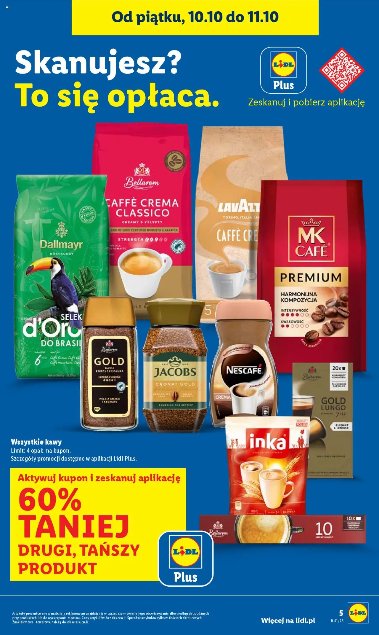 Lidl Gazetka od 09.10.2025 | Strona: 5 | Produkty: Nescafe, Kawa ziarnista, Kawa rozpuszczalna, Kawa