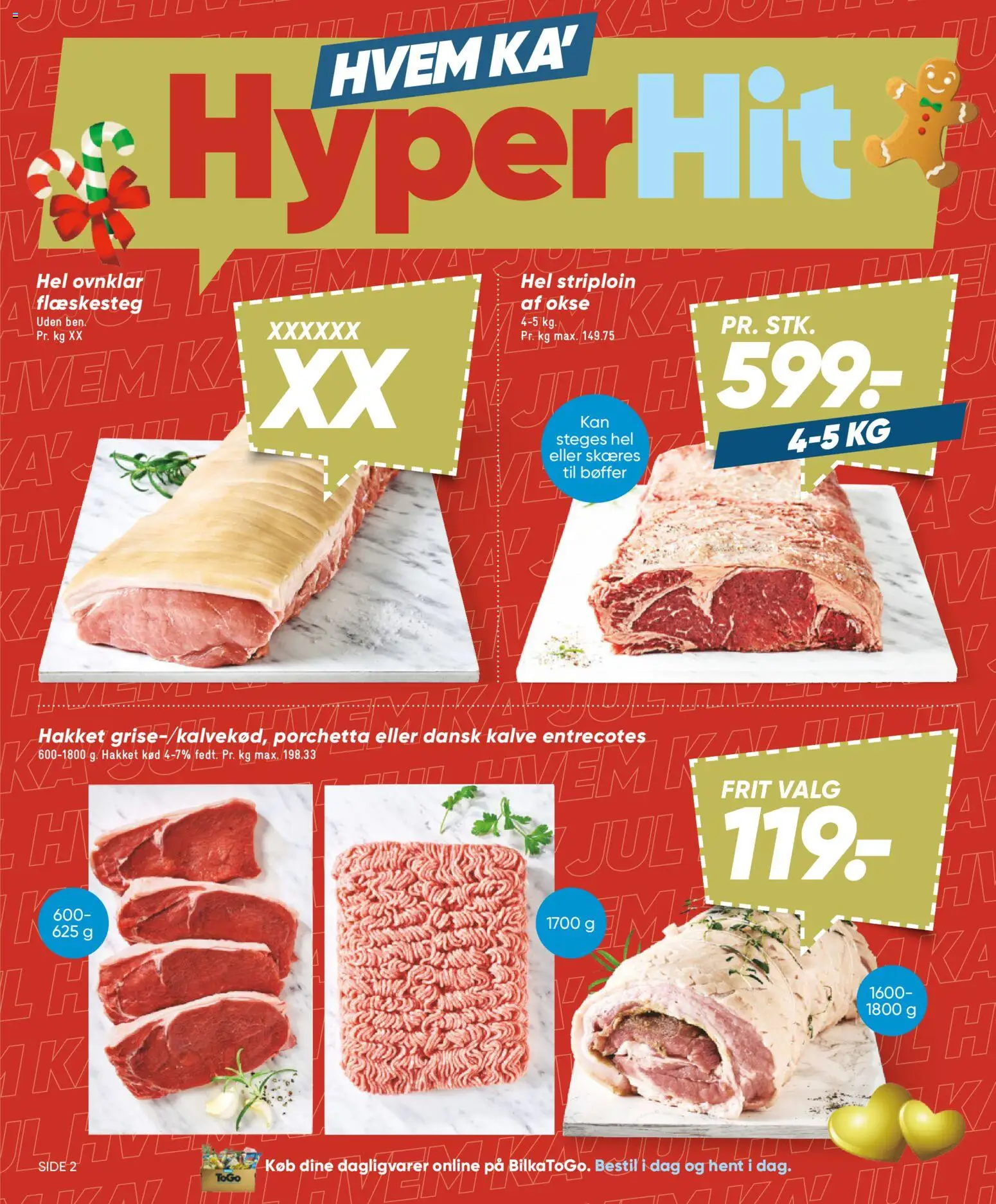 Bilka tilbudsavis – gyldig fra 28.11.2025 | Side: 2 | Produkter: Bøffer, Hakket kød, Flæskesteg